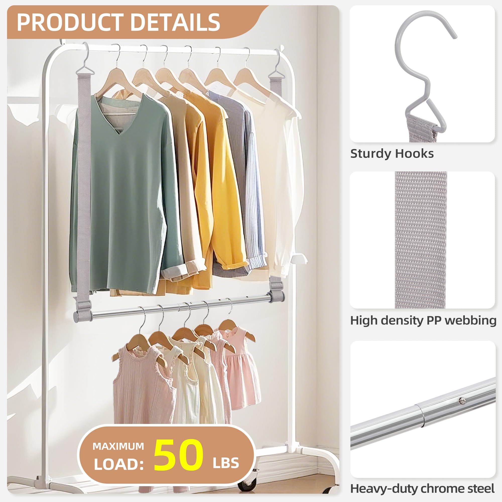 STORAGE MANIAC Adjustable Hanging Closet Rod Organizer - Space Saving Clothes Hanger Bar, Double Rod Closet Extender (2 Pack) - Perfect for Small Closets, Dorm Rooms & Apartment Storage Solutions