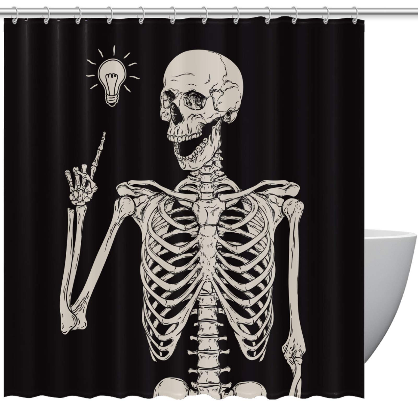 Lilibeely Polyester Shower Curtain with Human Skeleton Design - 66