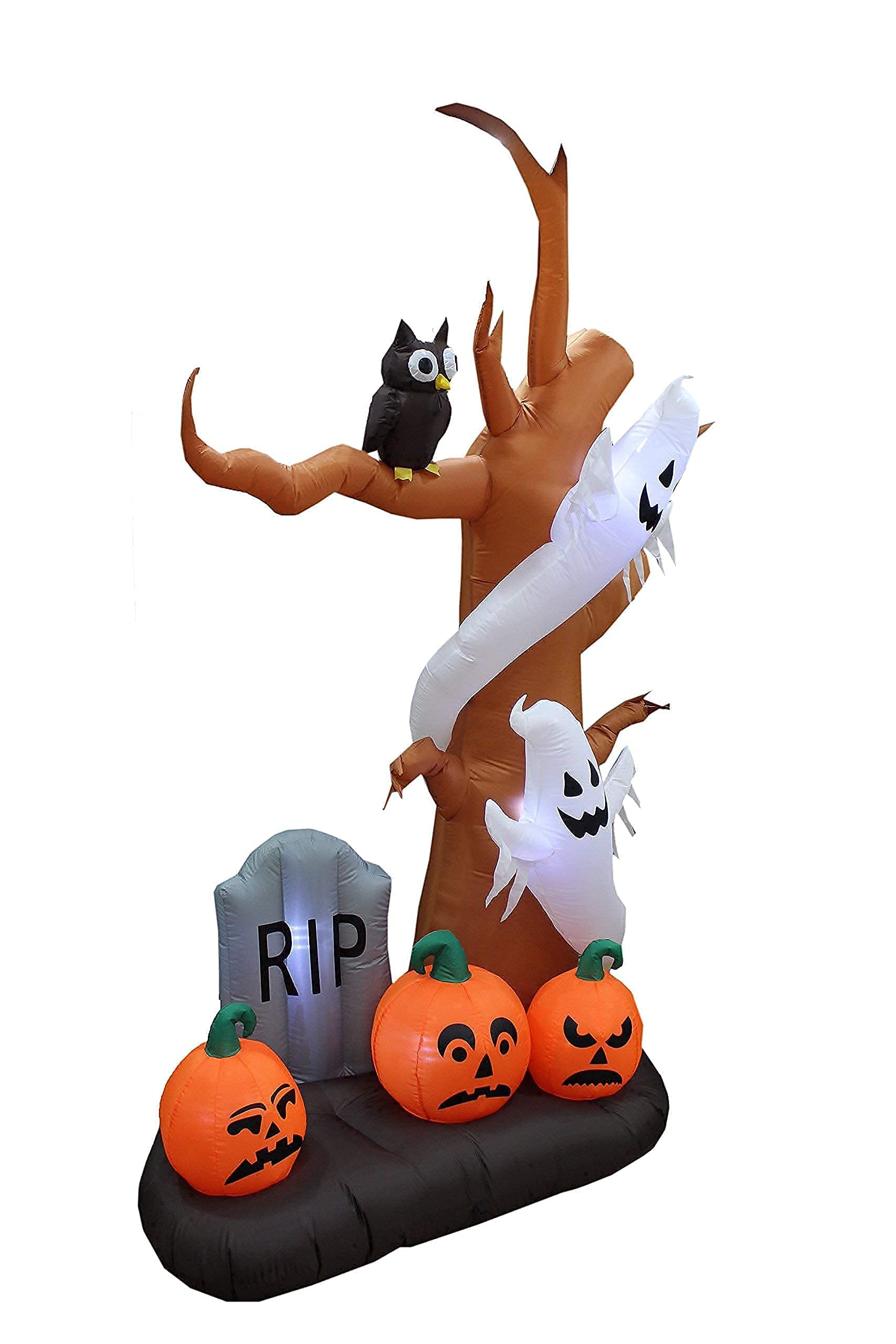 12ft Inflatable Skeleton Horse & 9ft Haunted Tree Halloween Decorations Bundle - Spooky Ghost, Skull, Pumpkin, Owl & Tombstone with Lights for Outdoor Party Decor