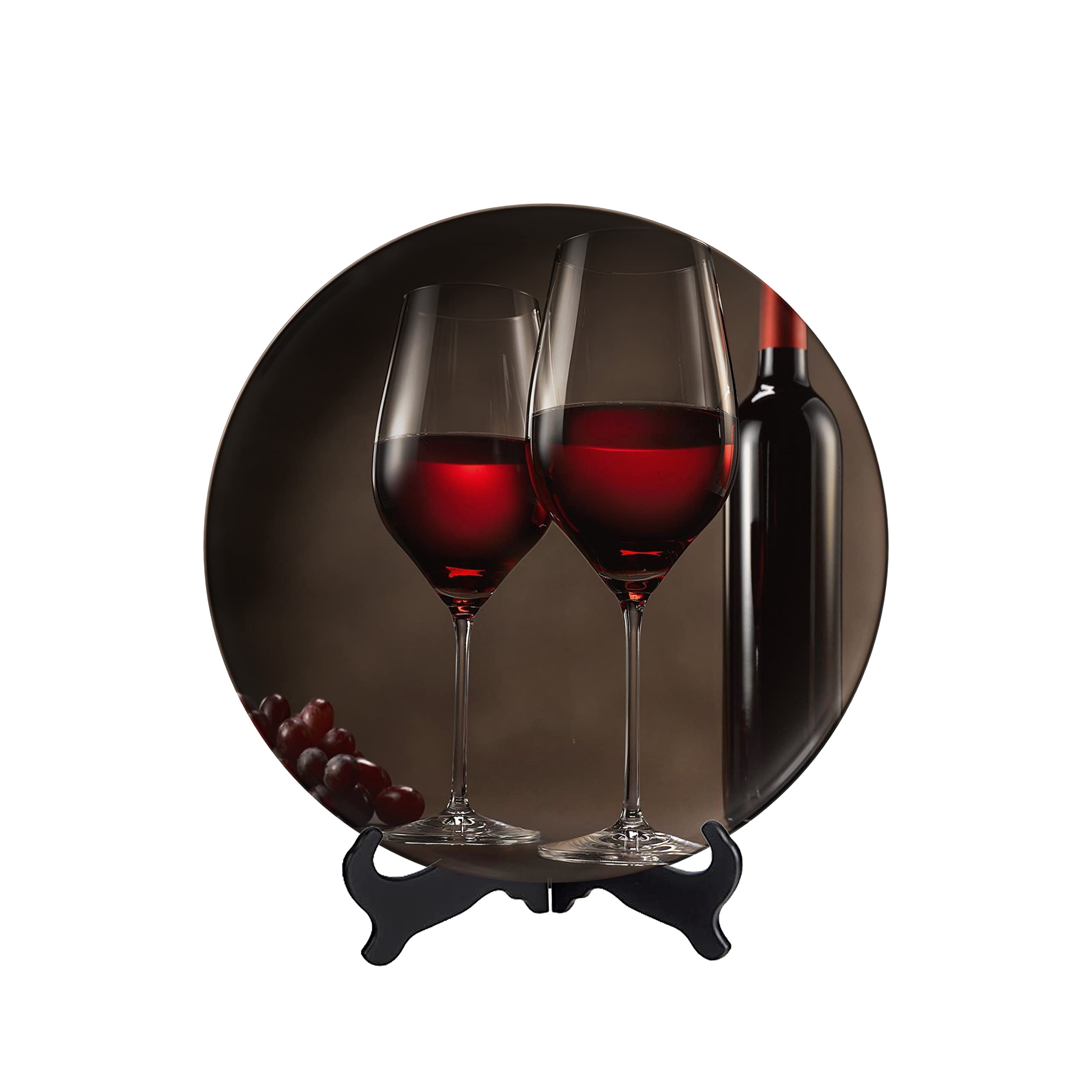 QGCC Ceramic Decorative Plates for Wine & Grapes - Elegant Tabletop Display with Stand, Home Decor Wobble Plate for Kitchen, Dining Room, or Gift Giving - Perfect for Wine Tasting Parties & Holiday Decorations
