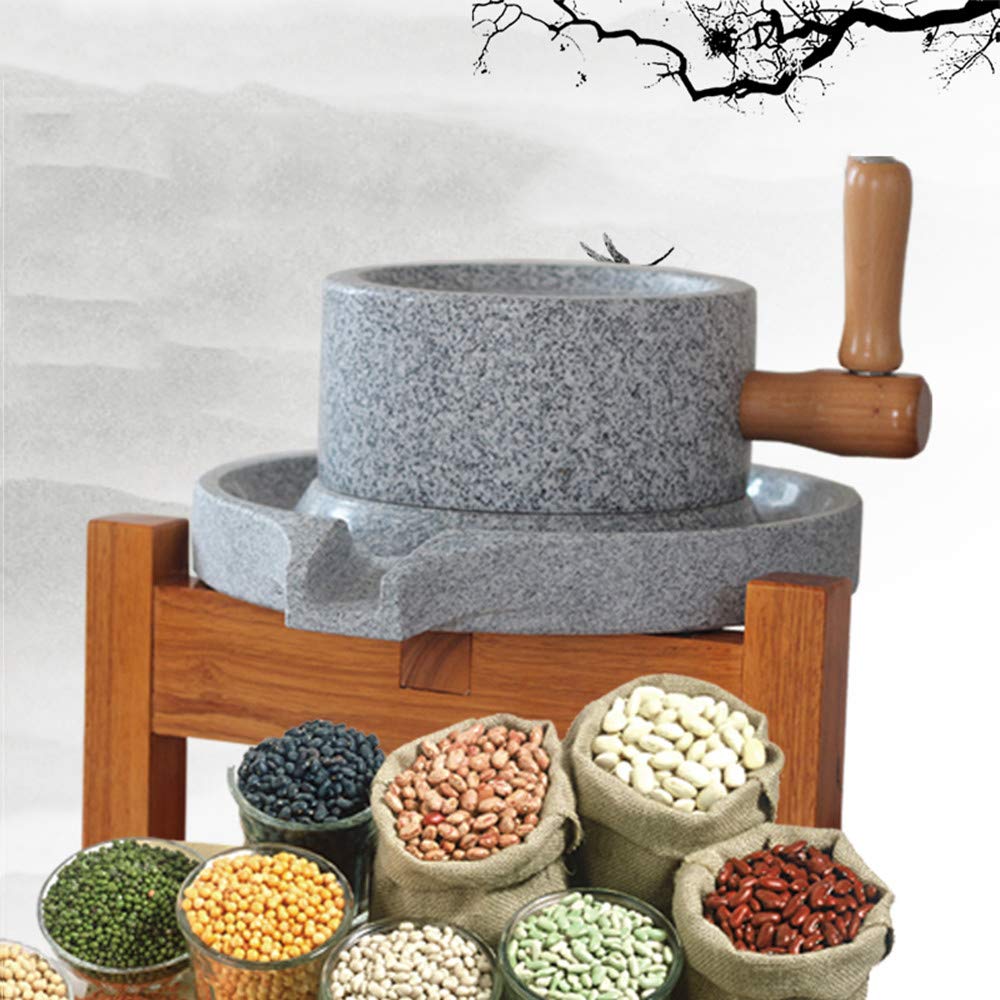 Premium Natural Granite Manual Grain Mill - Hand Crank Stone Grinder for Wheat, Rice & Spices (9.84x15.7in) - Perfect for Home Baking, Organic Flour Making & Traditional Cooking