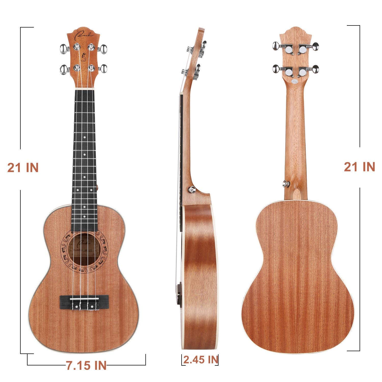 Professional 21 Inch Soprano Ukulele Kit - Hawaiian Wooden Ukelele with Gig Bag, Tuner, Strap & Aquila Strings | Includes 12 Online Lessons | Perfect for Beginners, Travel & Beach Performances