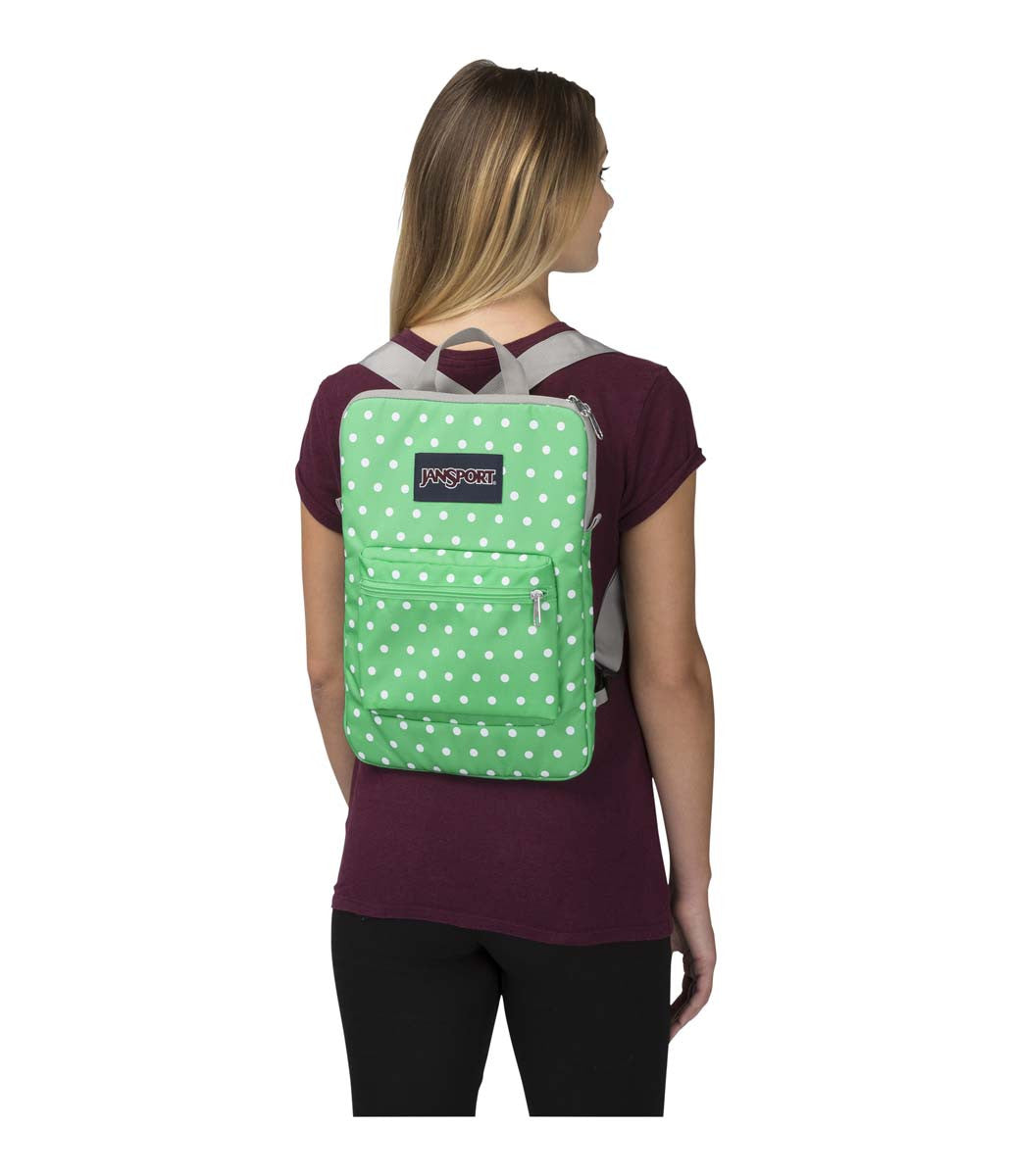 JanSport SuperBreak Backpack with Laptop Sleeve - Lightweight School & Travel Backpack for Students & Professionals - Seafoam Green with White Dots Design - Perfect for College, Work & Everyday Use