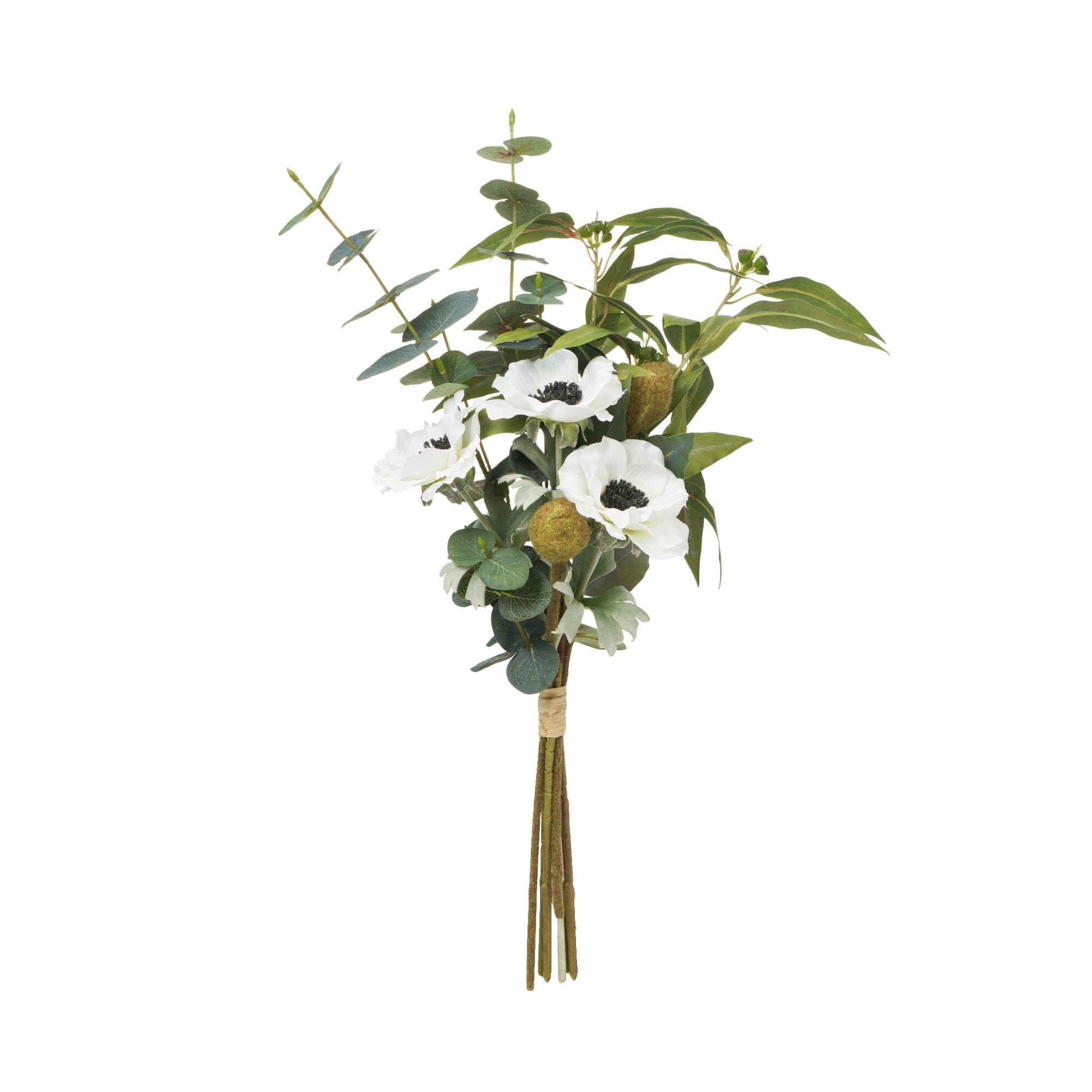 Bouquet Anemone Leaf Mix Green - Artificial Silk Flowers for Wedding Decor, Home Centerpieces, and Floral Arrangements