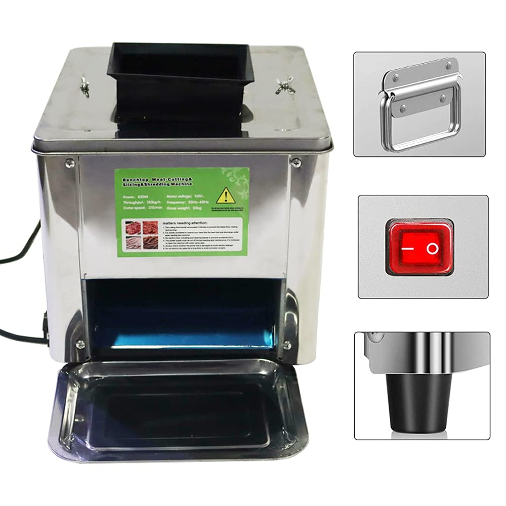 INTBUYING Commercial Electric Meat Slicer Machine - 7mm Blade, 850W, 310r/min for Pork, Lamb, Beef - Perfect for Delis, Butcher Shops & Home Kitchens