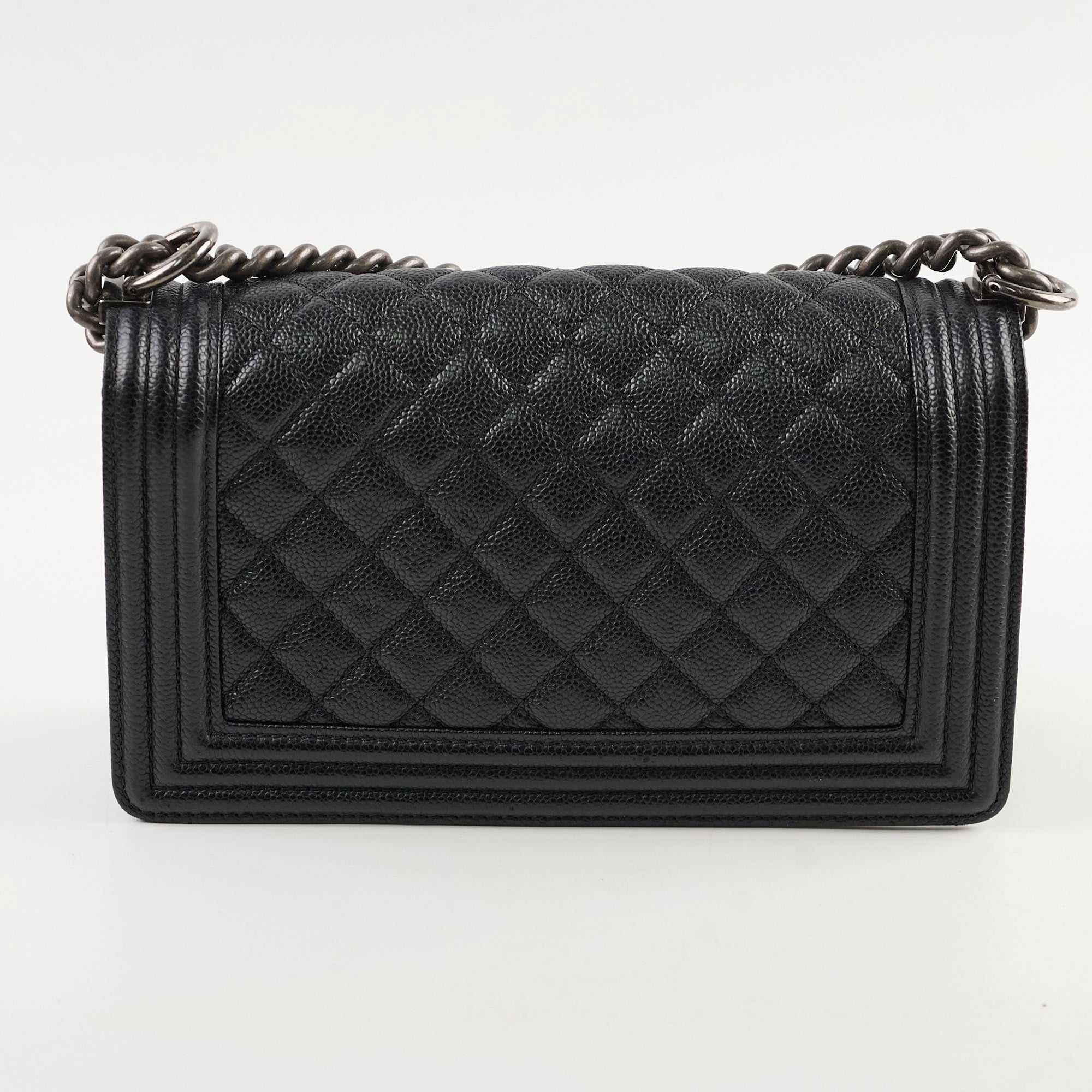 Chanel Old Medium Caviar Boy Black Leather Crossbody Bag - Luxury Designer Handbag for Women, Perfect for Evening Parties & Date Nights