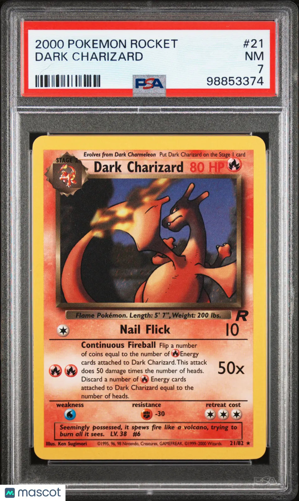 2000 Pokemon Rocket Dark Charizard #21 PSA 7 Graded Trading Card - Rare Collectible for Pokemon TCG Players & Investors | Perfect for Gaming Tournaments, Display Collections & Gift Giving