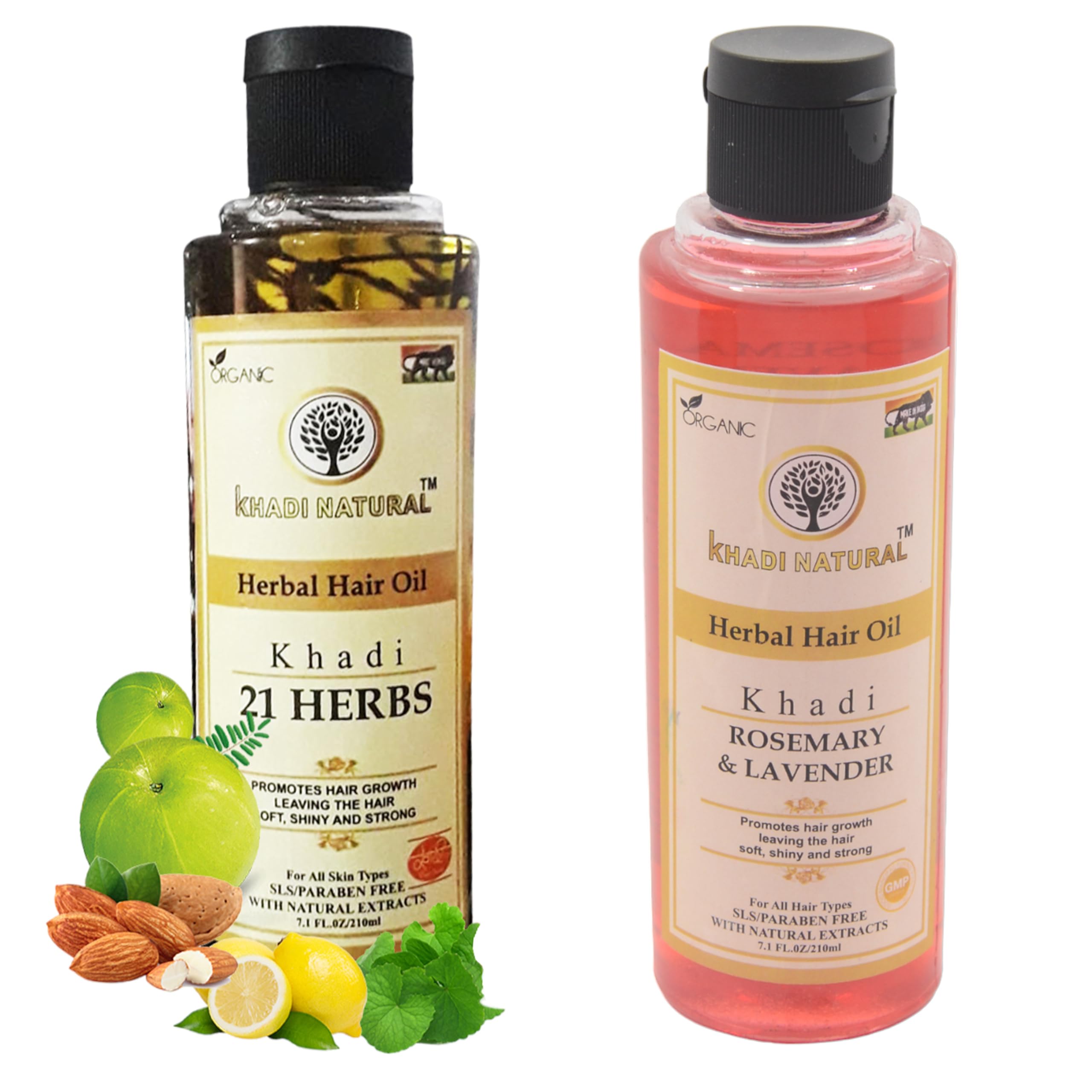 Khadi Natural 21 Herbs Rose Lavender Hair Oil 420ml - Herbal Hair Growth Treatment for Stronger Hair with Relaxing Aromatherapy Benefits | Perfect for Daily Scalp Massage, Stress Relief & Deep Conditioning