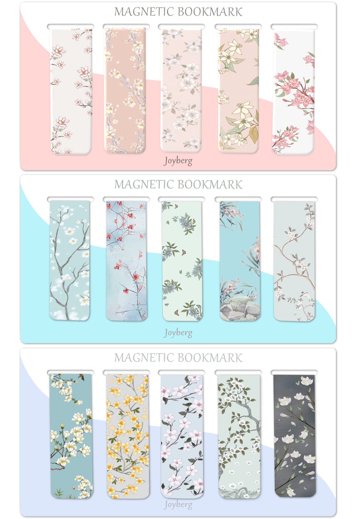 15 Pack Magnetic Bookmarks for Women & Students - Floral Style Page Markers for Books, Notebooks & Reading Accessories - Perfect Gift for Teachers, Book Lovers & Office Use
