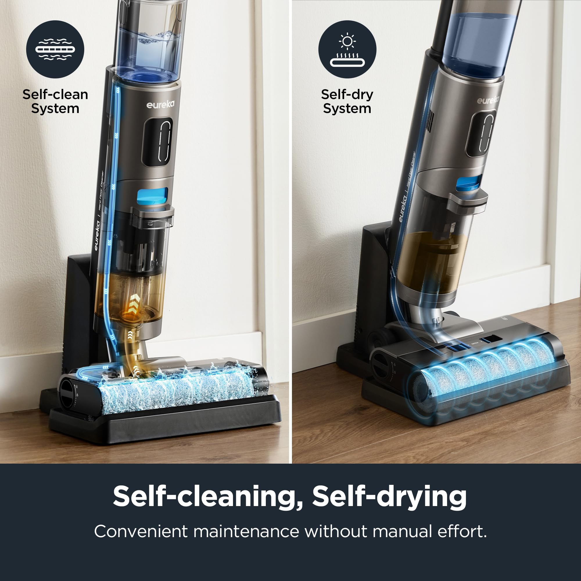 Eureka NEW430BL Cordless Wet Dry Vacuum Cleaner - Self Cleaning Vacuum and Mop Combo for Hard Floors, Pet Hair, Sticky Messes - Blue | Perfect for Home Cleaning, Pet Owners, Quick Spill Cleanup & Deep Floor Washing