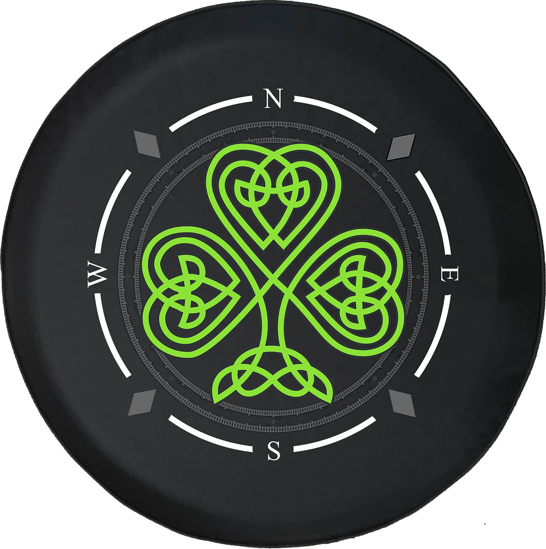 American Unlimited Spare Tire Cover with Compass & Celtic Irish Shamrock Design - Universal Fit for SUV, Trailer, RV Accessories & Most Vehicles | Durable Wheel Protection for Off-Road Adventures & Camping Trips
