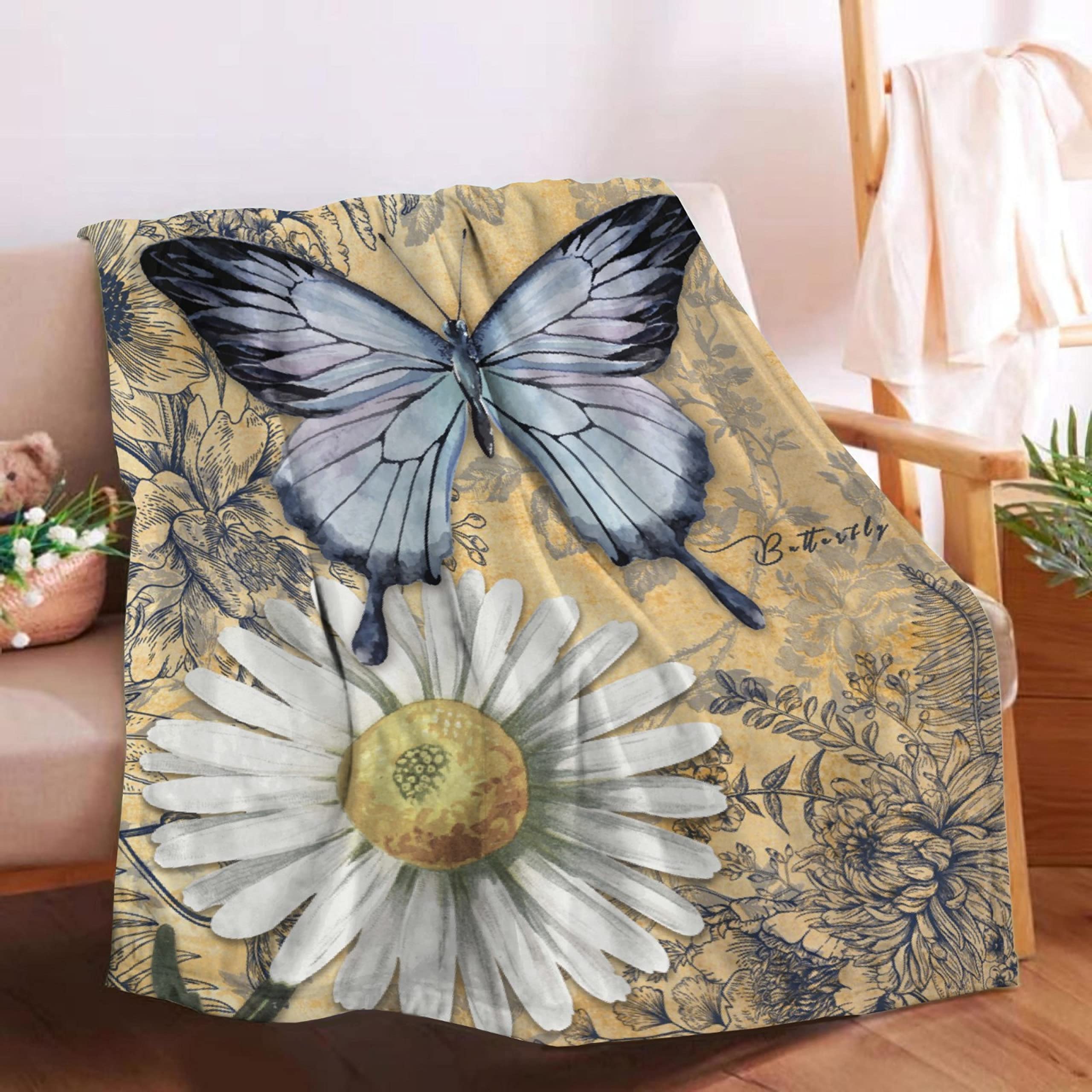 Vintage Butterfly Blanket Throw - Super Soft & Cozy Large Blanket 120