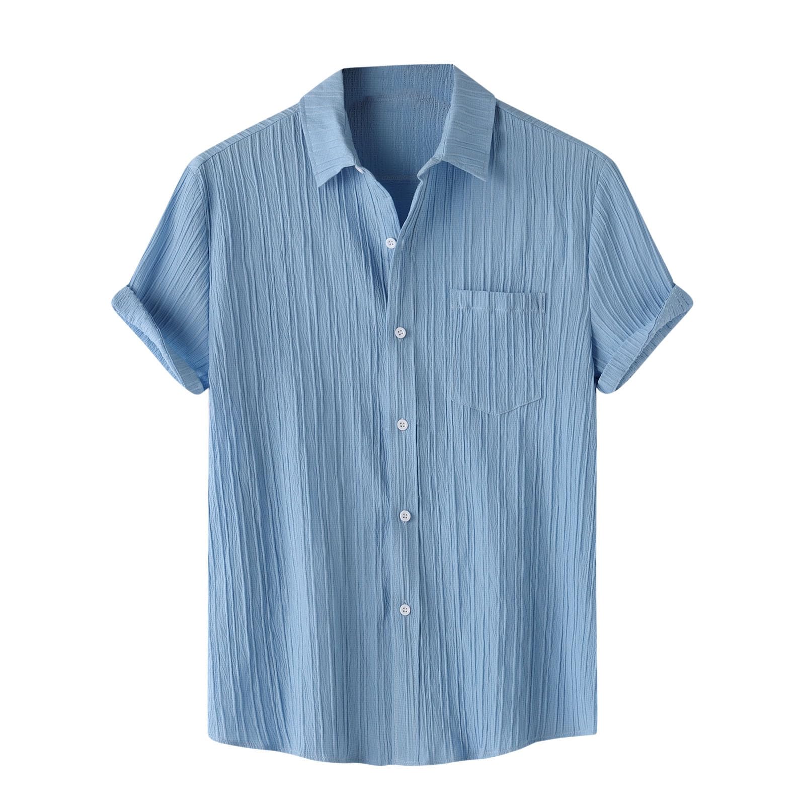 Muscularfit Slim Fit Dress Shirts for Men 2024 | Casual Short Sleeve Button Down Shirt | Summer Regular Fit Solid Collar Shirts | Office Wear & Outdoor Activities