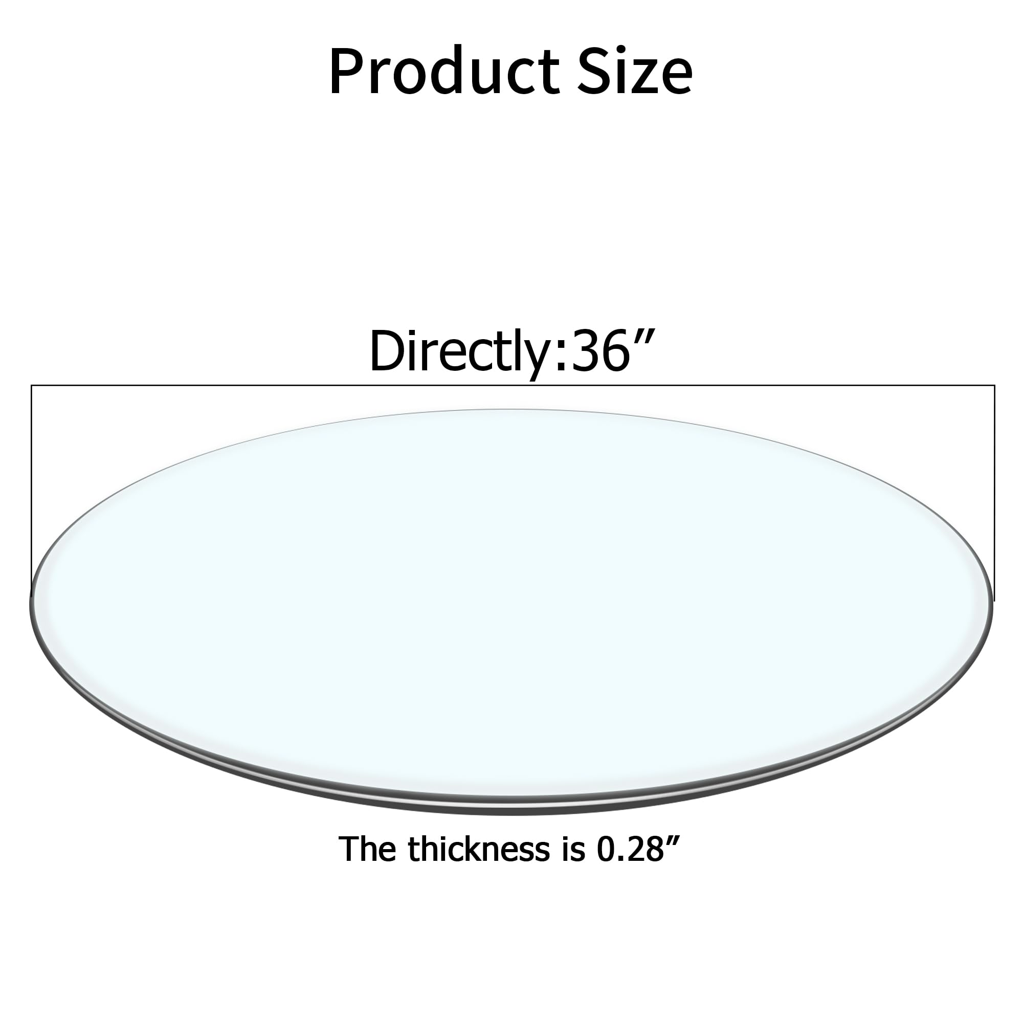 36 Inch Round Tempered Glass Table Top - 0.35