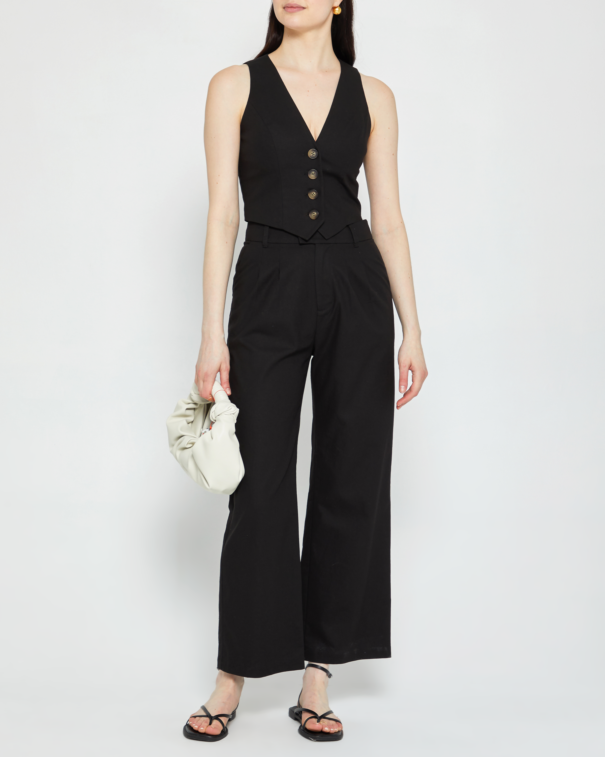 Serene Vest Set for Women - C22Wst00807 Black | Stylish Layering Piece for Casual Outfits and Office Wear