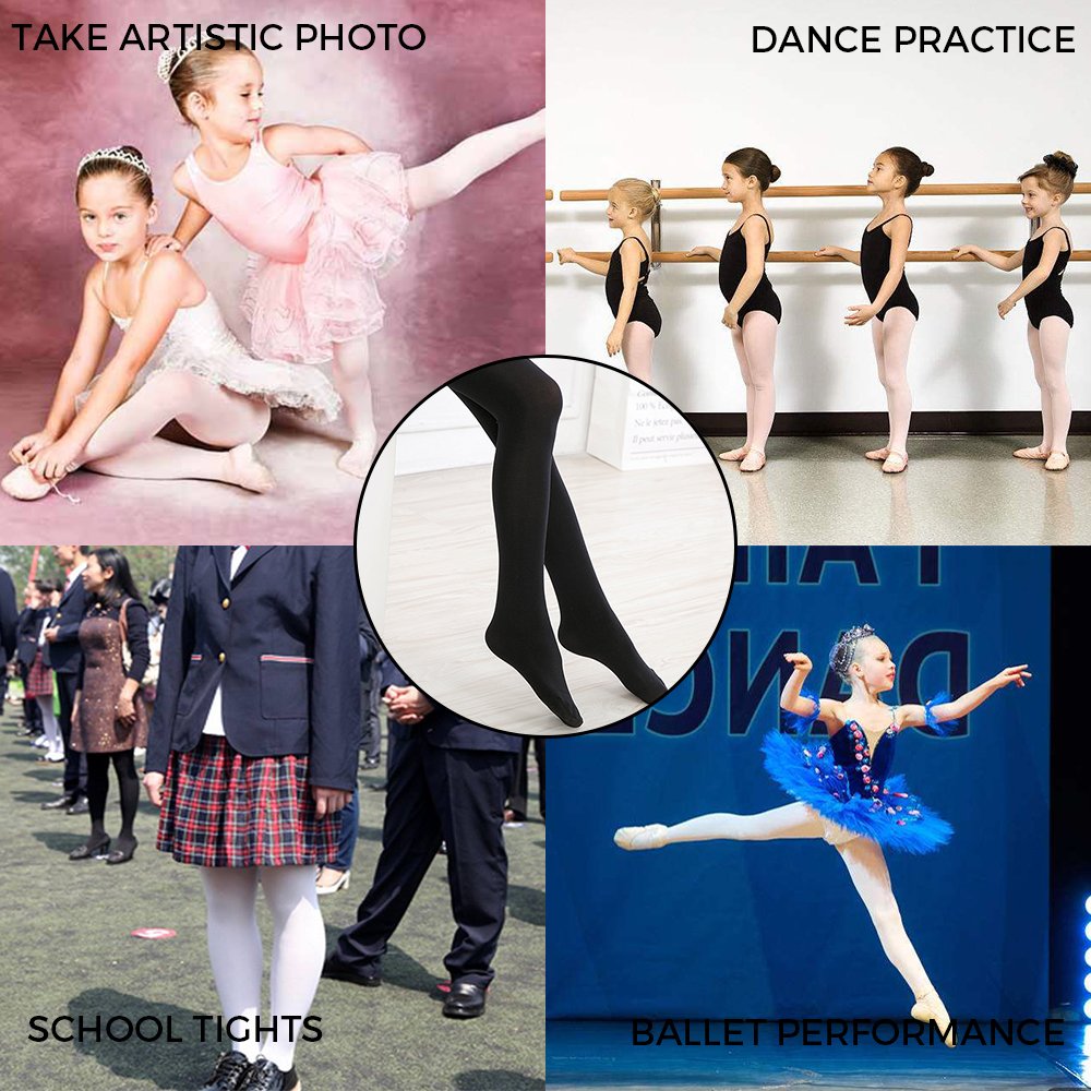 Ultra Soft Ballet Dance Tights for Girls - Footed Tights for Toddler, Little Kid & Big Kid - Perfect for Dance Class, Recitals & Ballet Practice