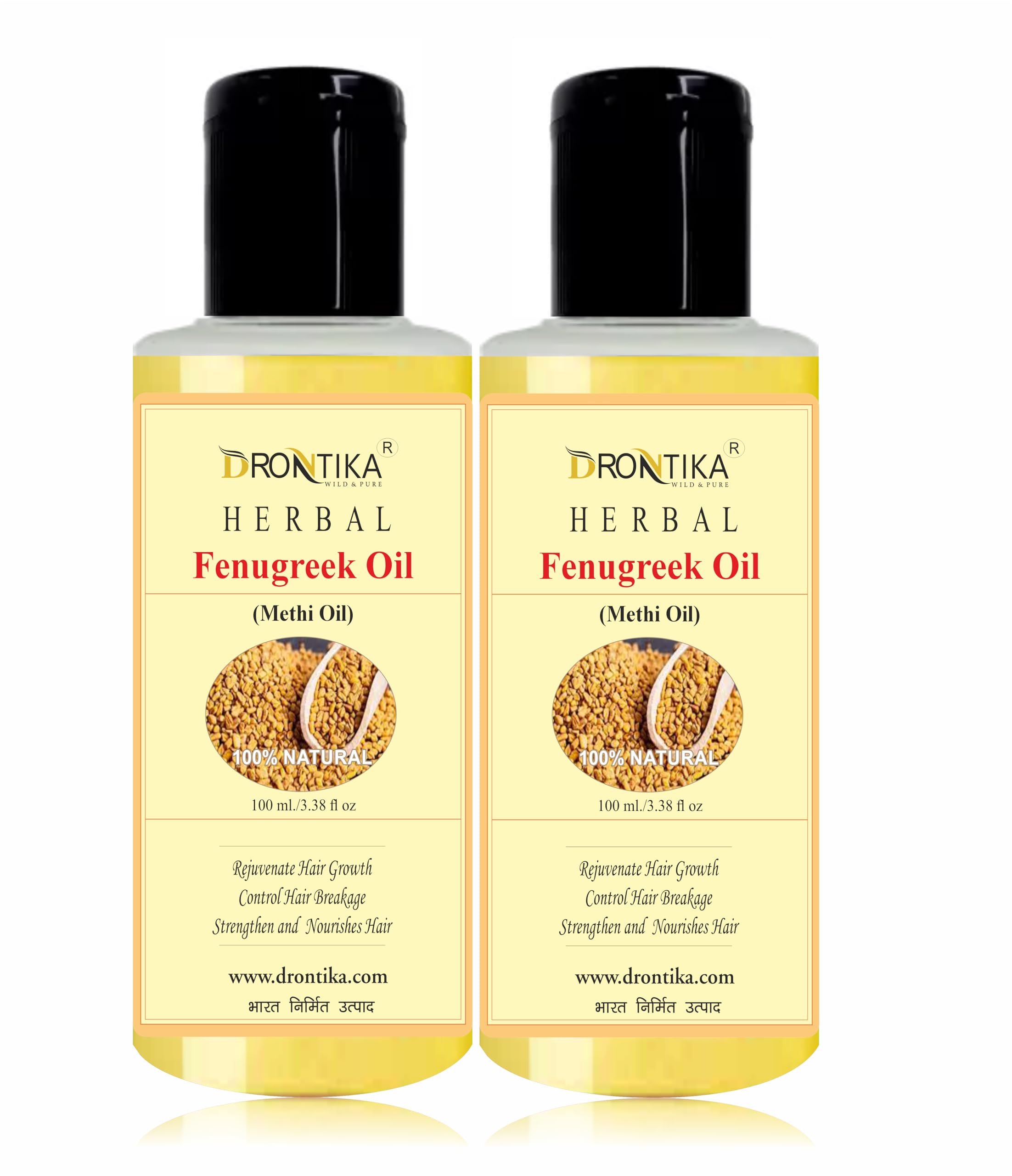 Drontika Herbal Natural Fenugreek Hair Oil for Stress Relief & Anti-Dandruff Treatment - 200ml | Promotes Hair Growth & Scalp Health | Perfect for Daily Hair Care & Relaxation Therapy
