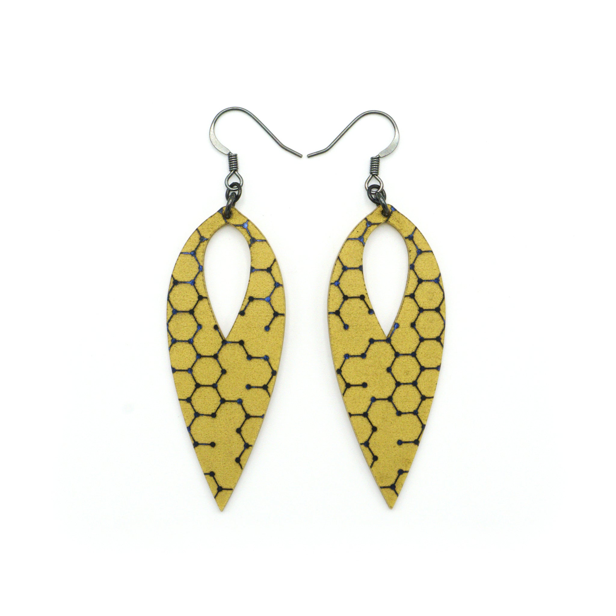 Celestial Blue and Gold Acrylic Earrings | Handmade Nativas [04R] Dangle Earrings | Perfect for Parties, Weddings, and Everyday Wear