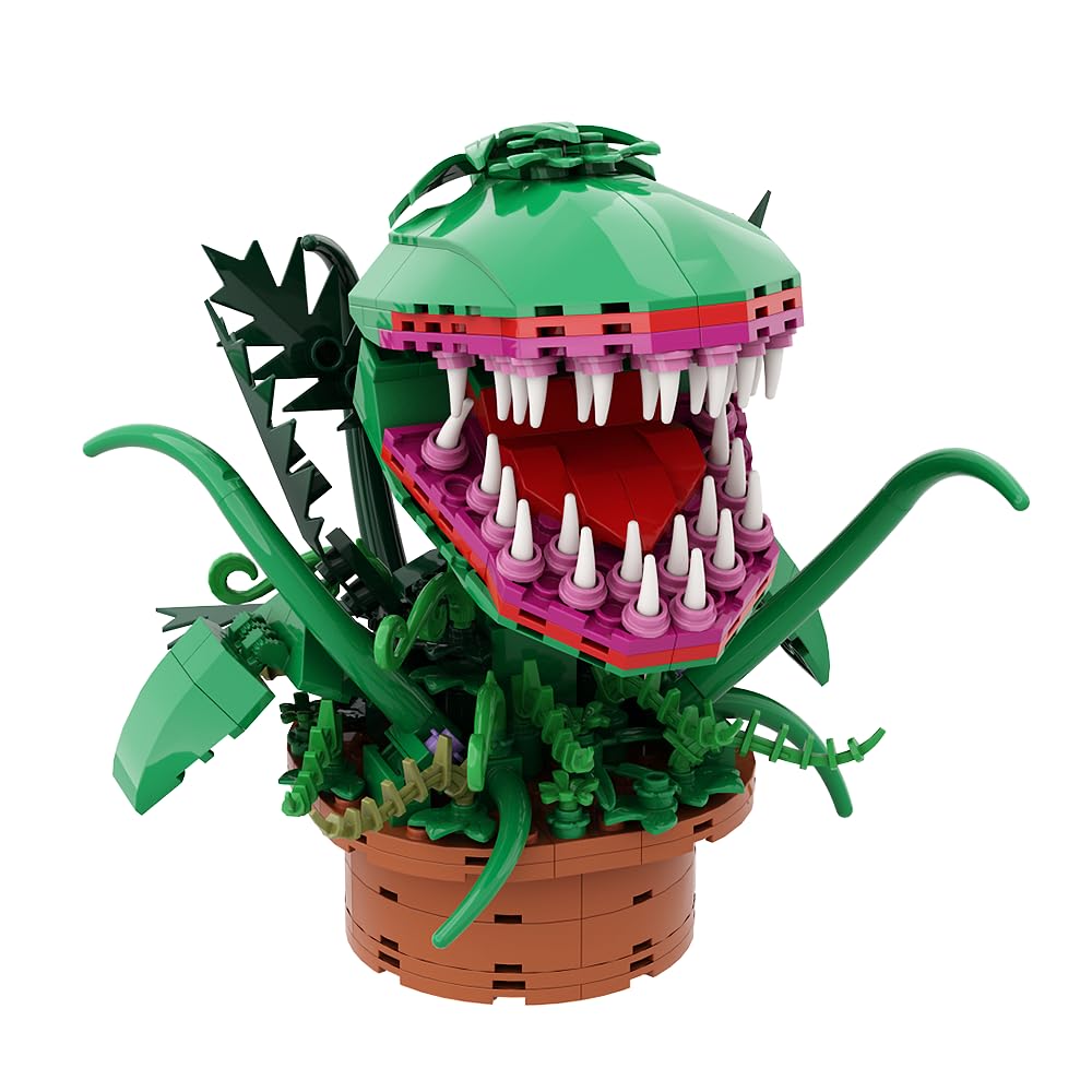 Audrey II Building Blocks Set - 344 Pcs Lego-Compatible Piranha Plant Toy with Openable Mouth, Little Shop of Horrors Inspired Gift for Kids & Fans - Perfect for Birthday, Christmas & Horror Movie Theme Parties