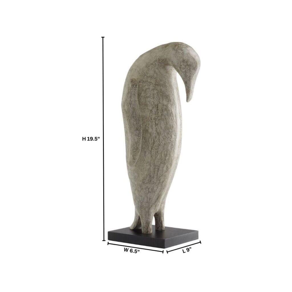 Cyan Design 11638 Grey Patina Penguin Sculpture - Medium Size Handcrafted Figurine for Home Decor, Office Desk, or Gift Giving