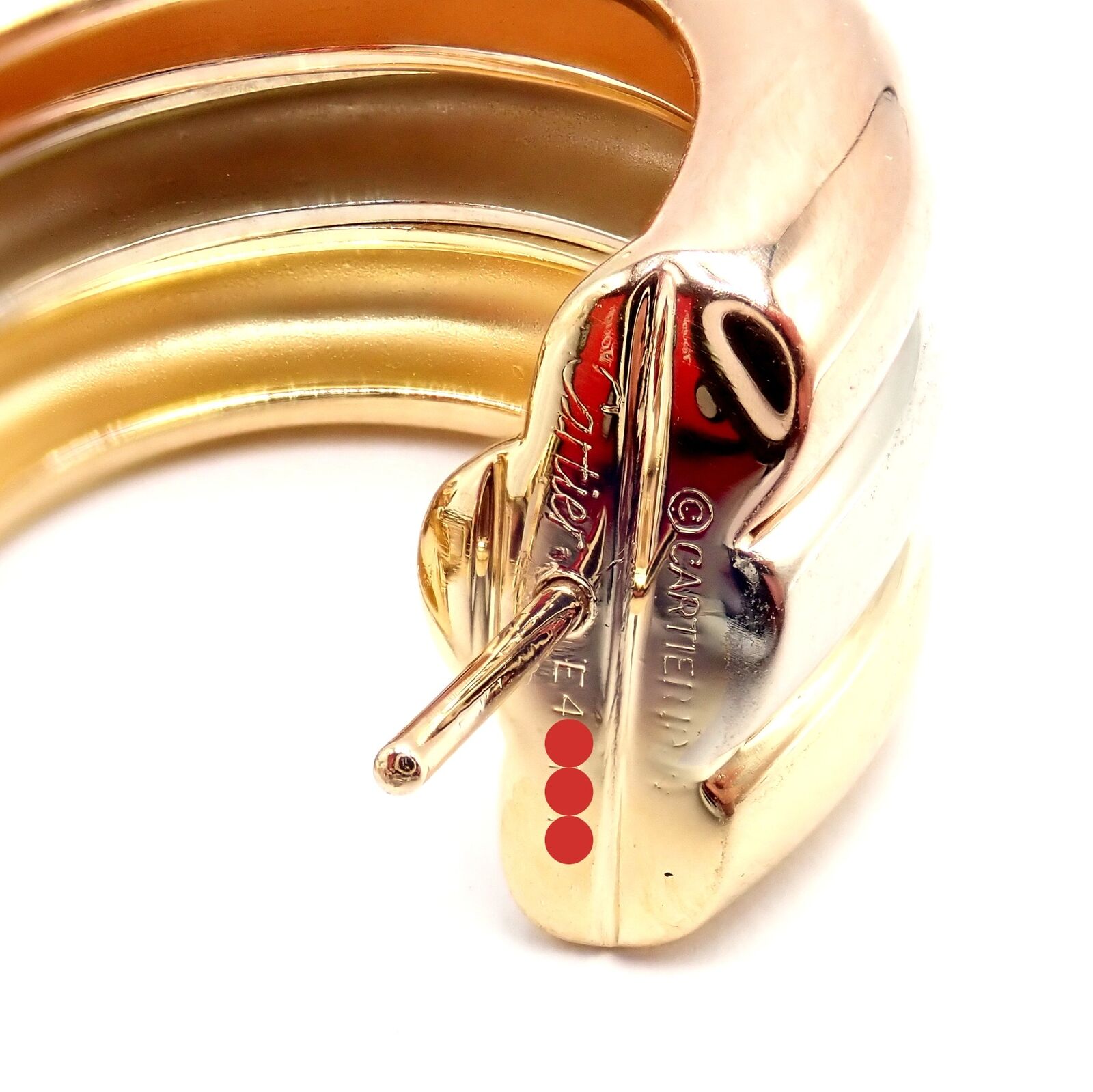 Authentic Cartier 18k Tri-Color Gold Large Trinity Huggie Hoop Earrings - Luxury Jewelry for Women, Perfect for Parties, Weddings & Special Occasions