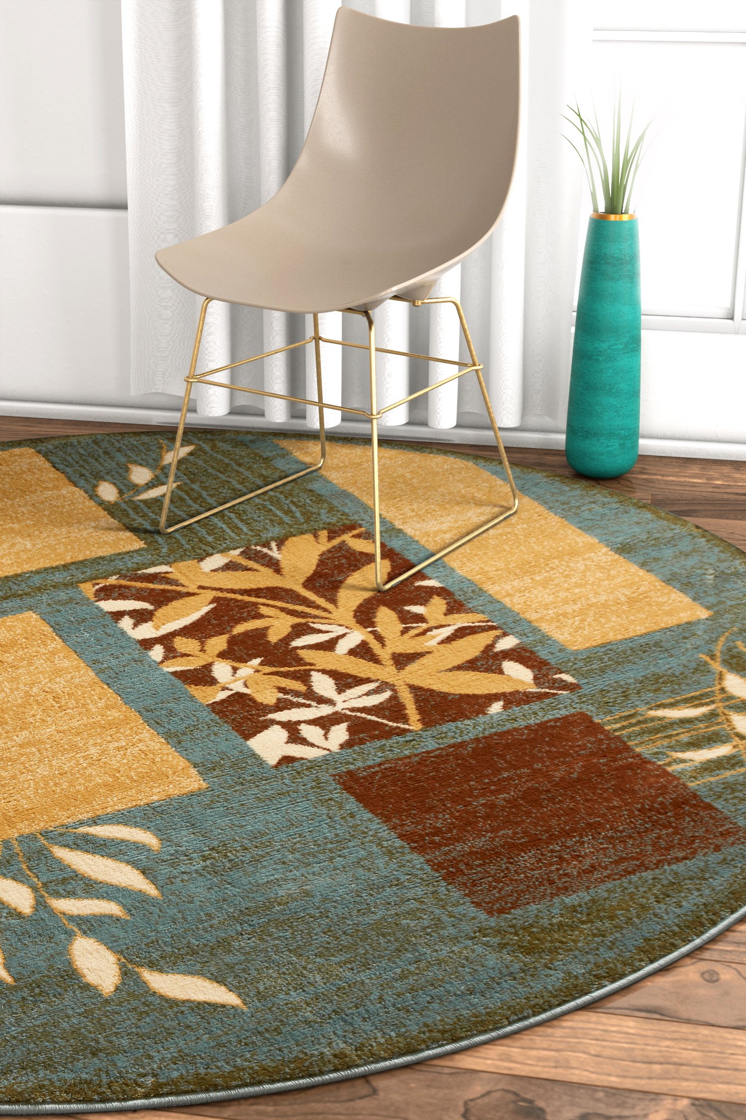 Well Woven Barclay Collection Hannover Light Blue 5 ft Round Area Rug - Soft Non-Slip Living Room, Bedroom & Dining Room Carpet for Home Decor