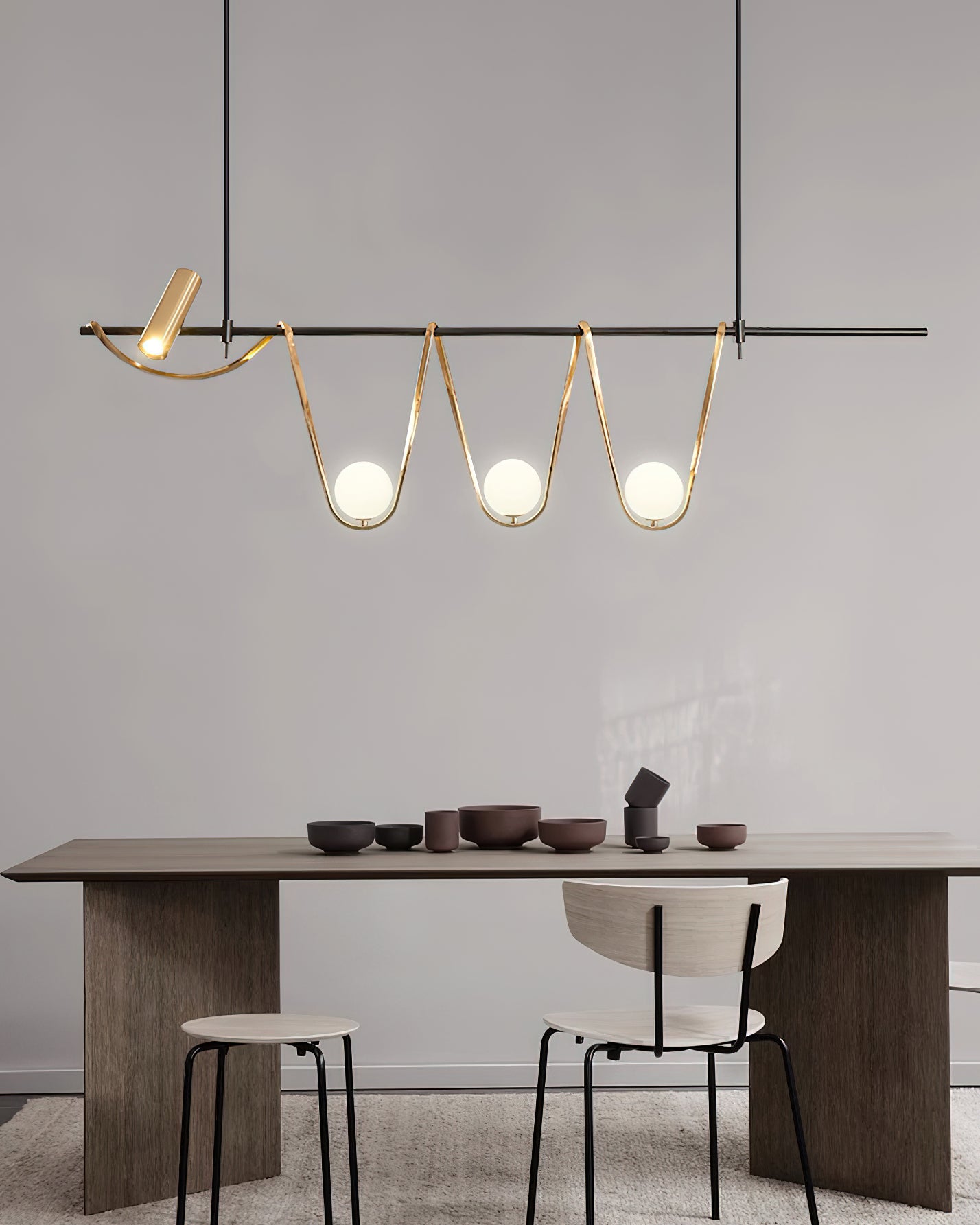 Modern Linear Island Chandelier - Sleek 6-Light LED Pendant Lighting for Kitchen Dining Room - Perfect Over Countertops & Breakfast Bars