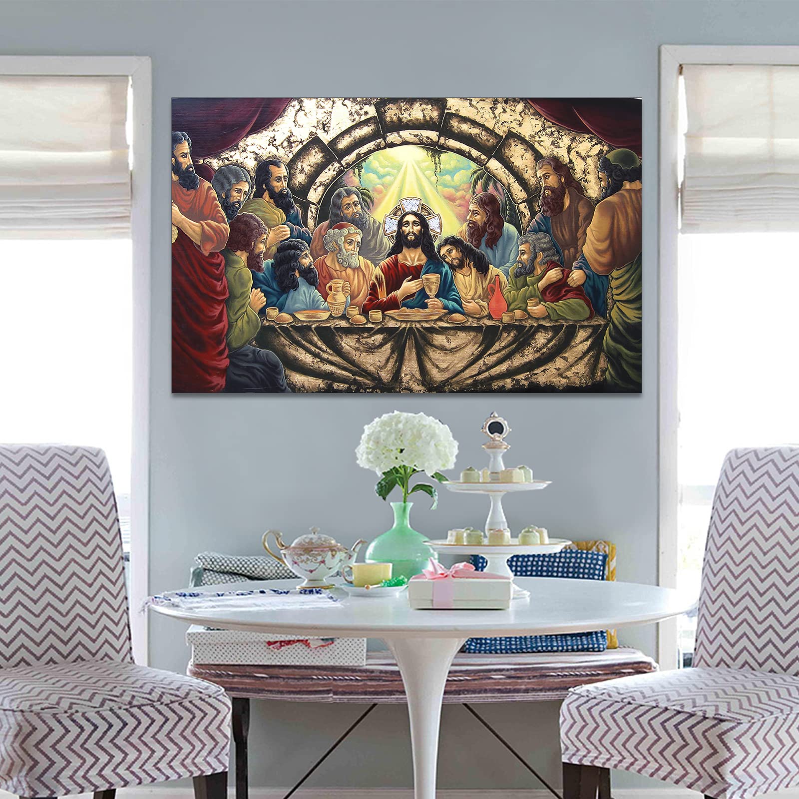 The Last Supper Canvas Wall Art - 28x40 Inches Christian Jesus Painting for Dining Room Decor, Home & Church Wall Decorations | Perfect for Religious Gifts, Living Room & Office Wall Art