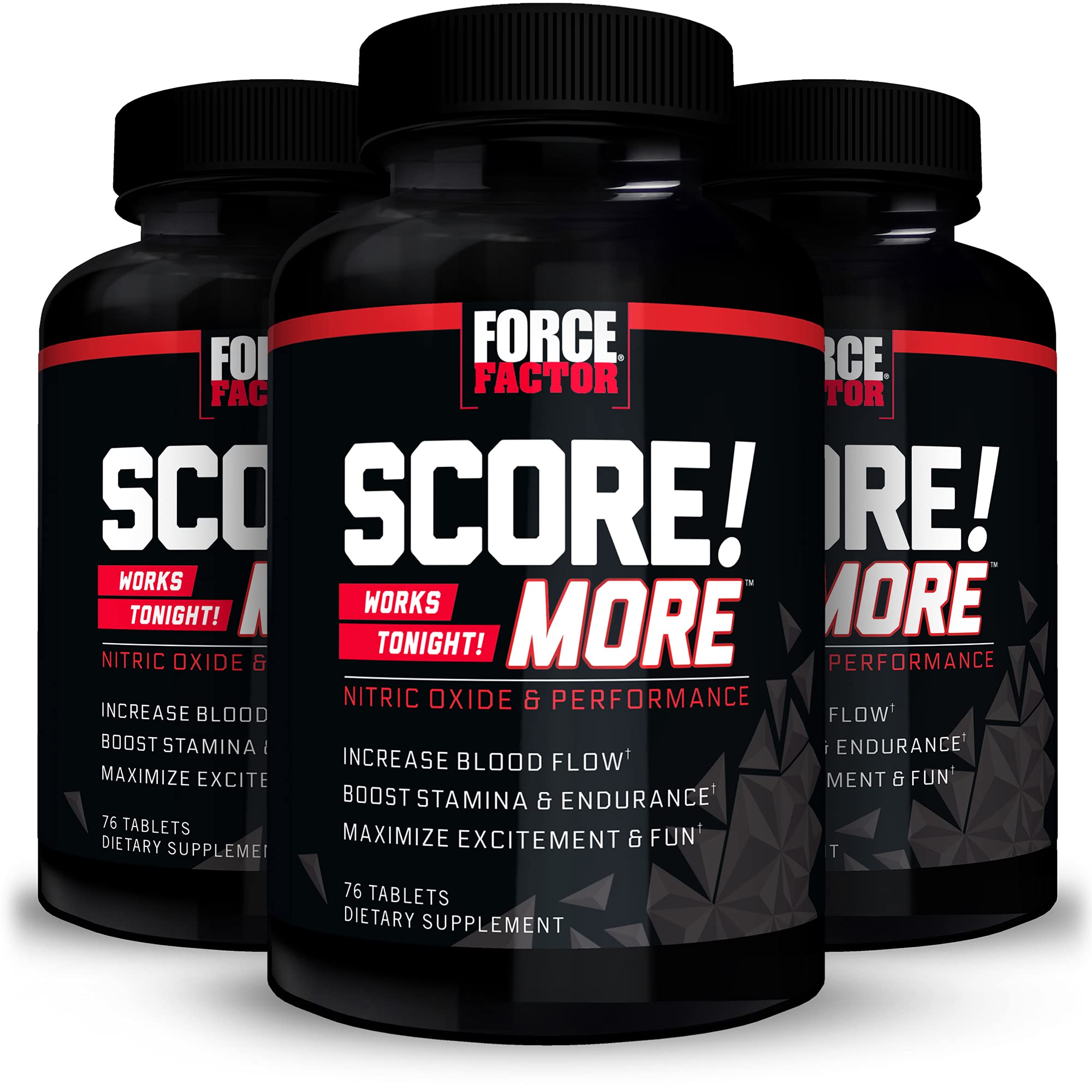 Force Factor Nitric Oxide Booster Supplement - 3-Pack (228 Tablets) with L-Citrulline, Black Maca & Tribulus Terrestris for Improved Blood Flow & Performance - Pre-Workout & Athletic Support for Men & Women