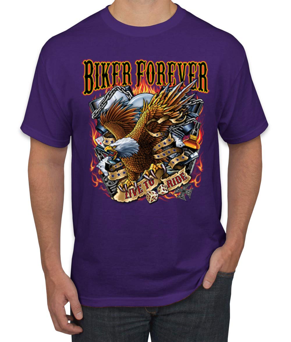 American Eagle Biker Forever Live to Ride Graphic T-Shirt for Men - Cool Motorcycle & Truck Enthusiast Tee - Perfect for Riding, Road Trips & Casual Wear