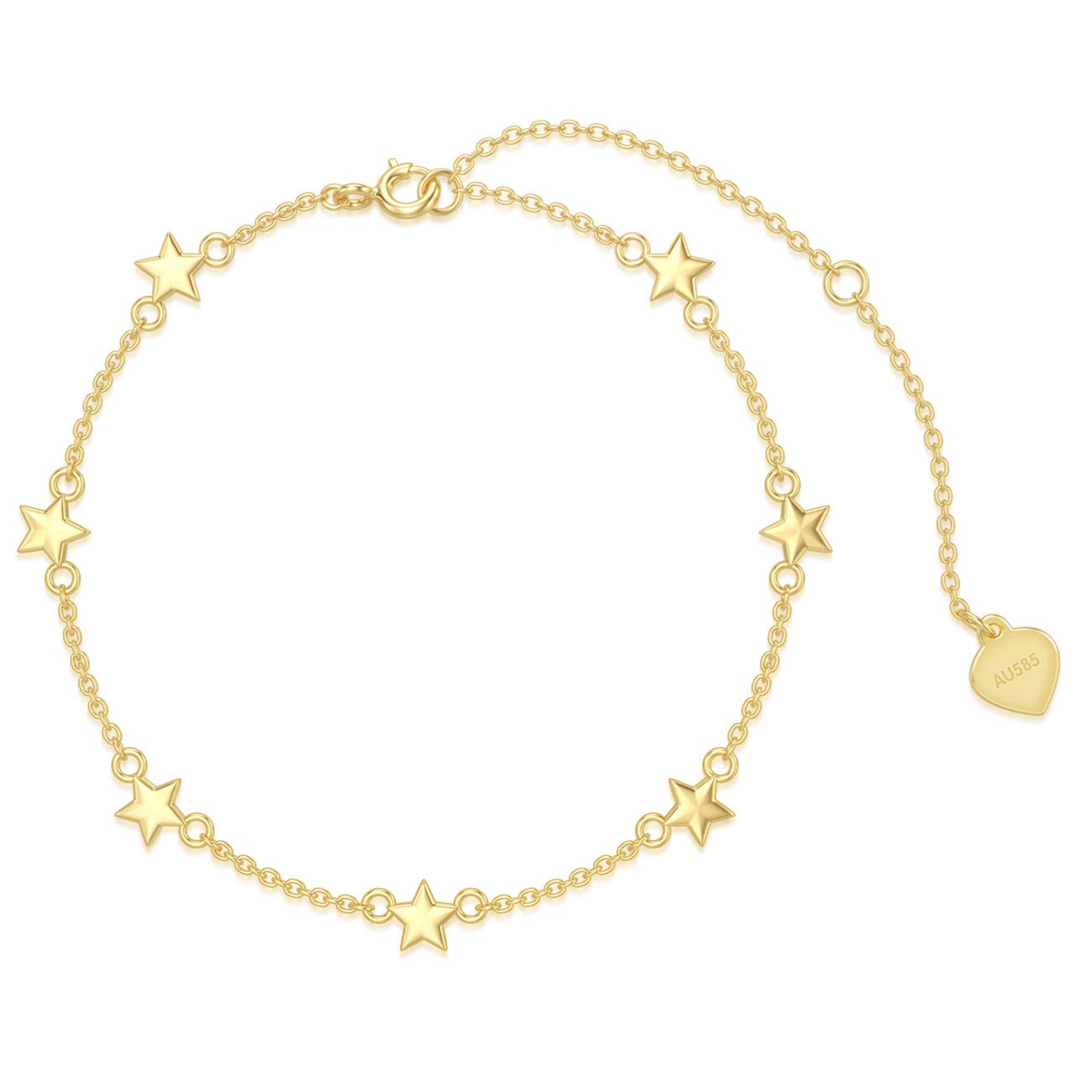 14K Solid Gold Women's Friendship Bracelet - 8.5