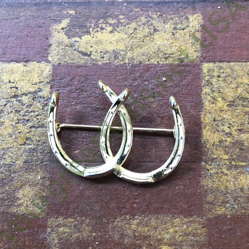 Vintage Gold over Sterling Silver Double Luck Horseshoe Pin – Elegant Brooch for Women, Perfect for Weddings, Parties & Gifts | Lucky Charm Jewelry for Good Fortune & Stylish Outfits