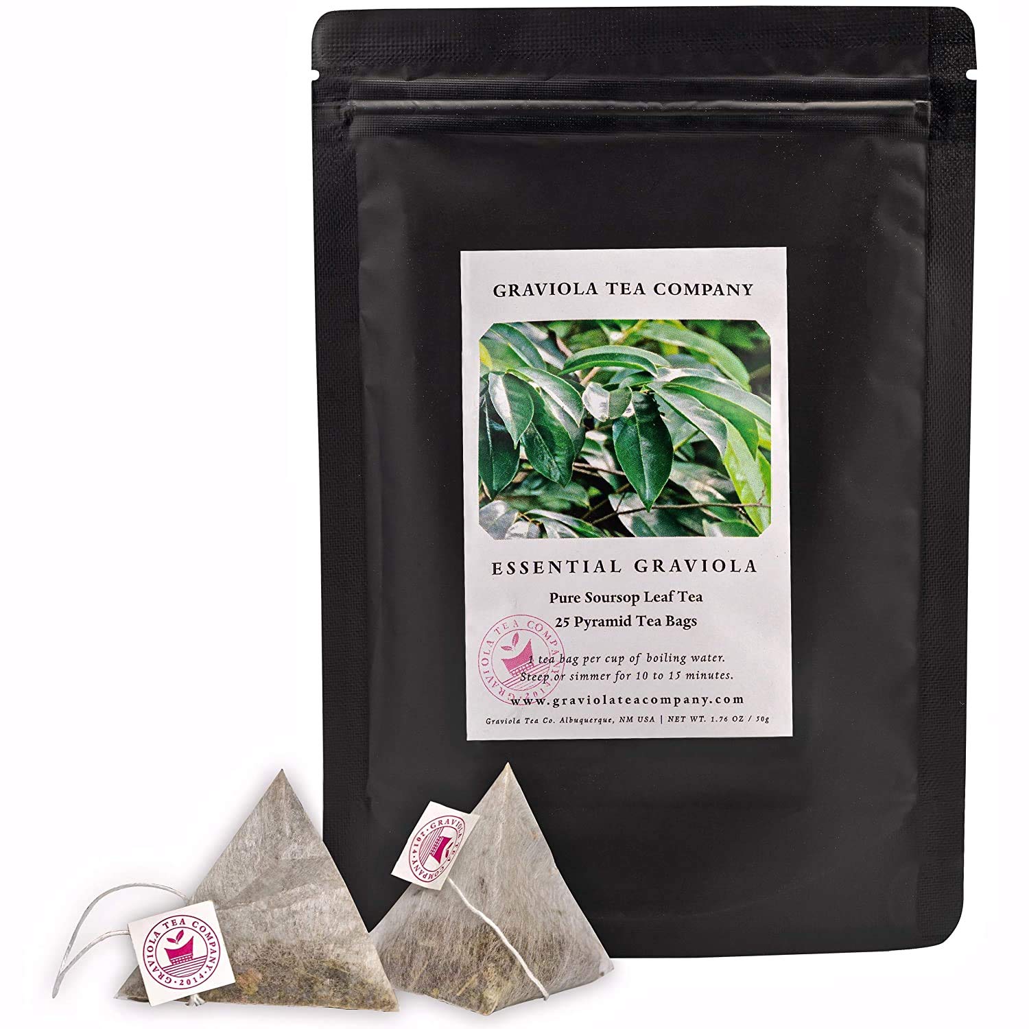 100% Pure Soursop Tea Bags - Essential Graviola Herbal Tea, 25 Count | Natural Immune Support & Relaxation, Perfect for Daily Wellness & Stress Relief