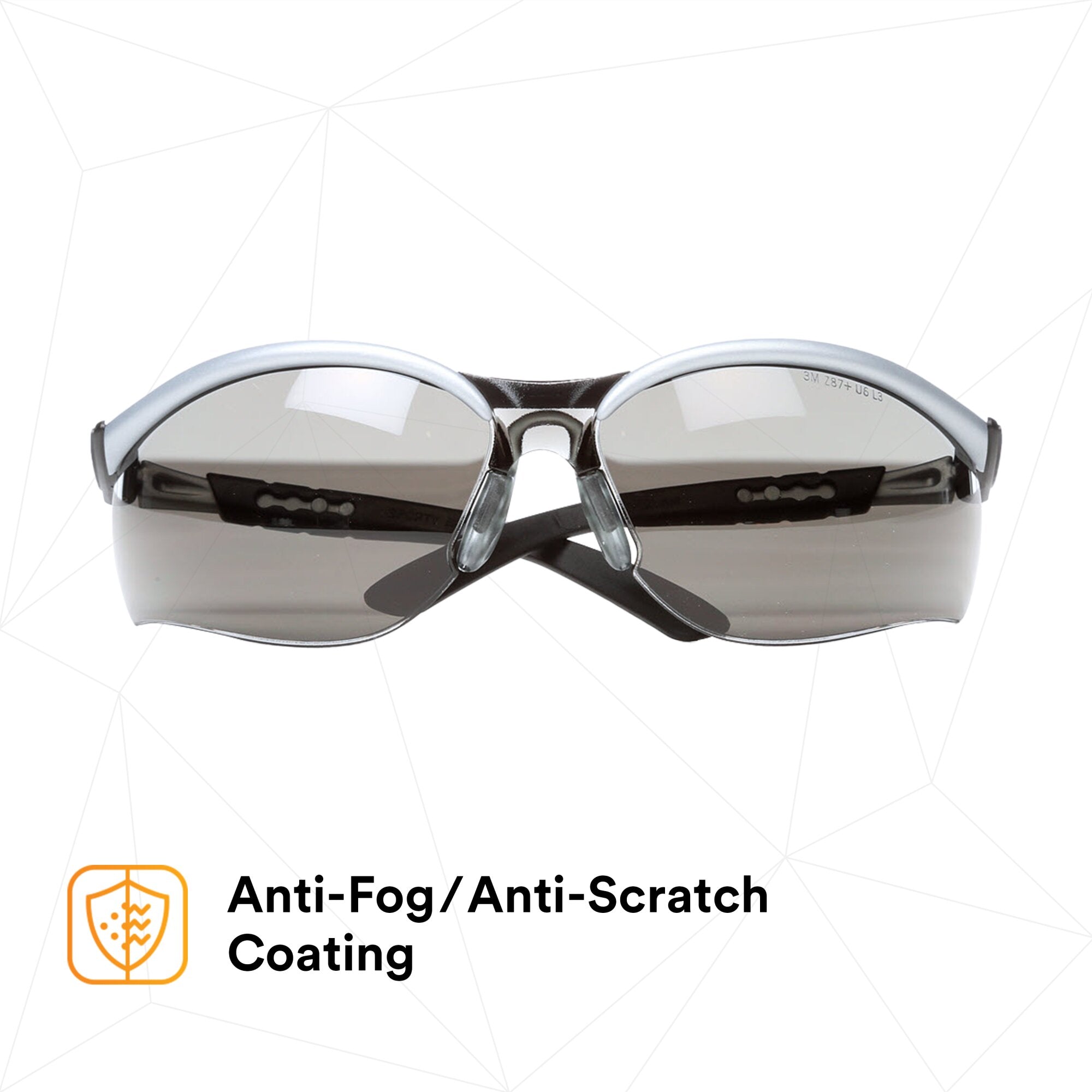 3M BX Protective Eyewear 11381 00000 20 - Grey Anti-Fog Safety Glasses with Silver/Black Frame - Ideal for Construction, Lab Work & Industrial Safety Use