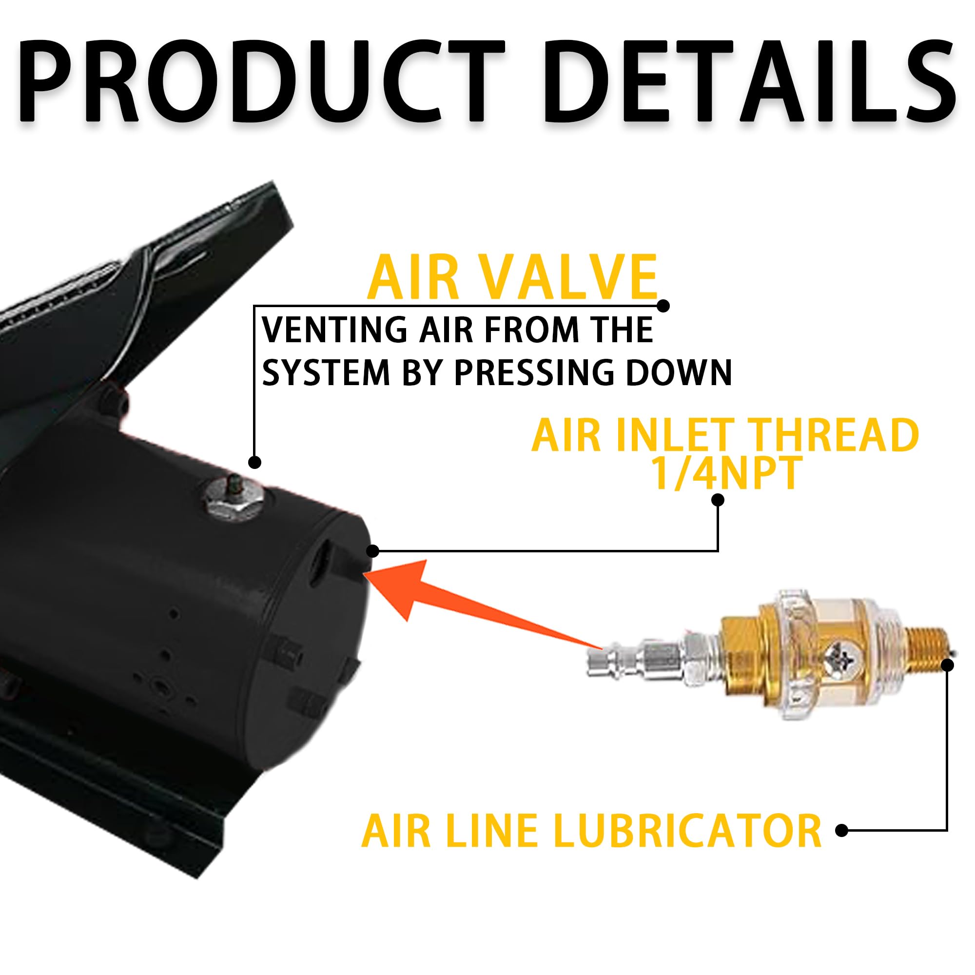 HEROSON 10,000 PSI Air Hydraulic Pump with 0.7L Reservoir - 3/8