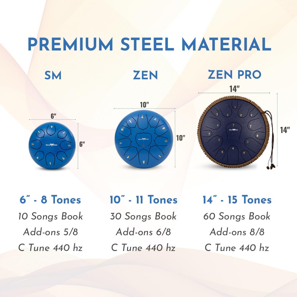 15-Note 14-Inch Steel Tongue Drum - Professional Handpan Instrument for Kids & Adults with Music Book, Mallets & Carry Bag | Perfect for Meditation, Music Therapy, Yoga & Family Entertainment (White)