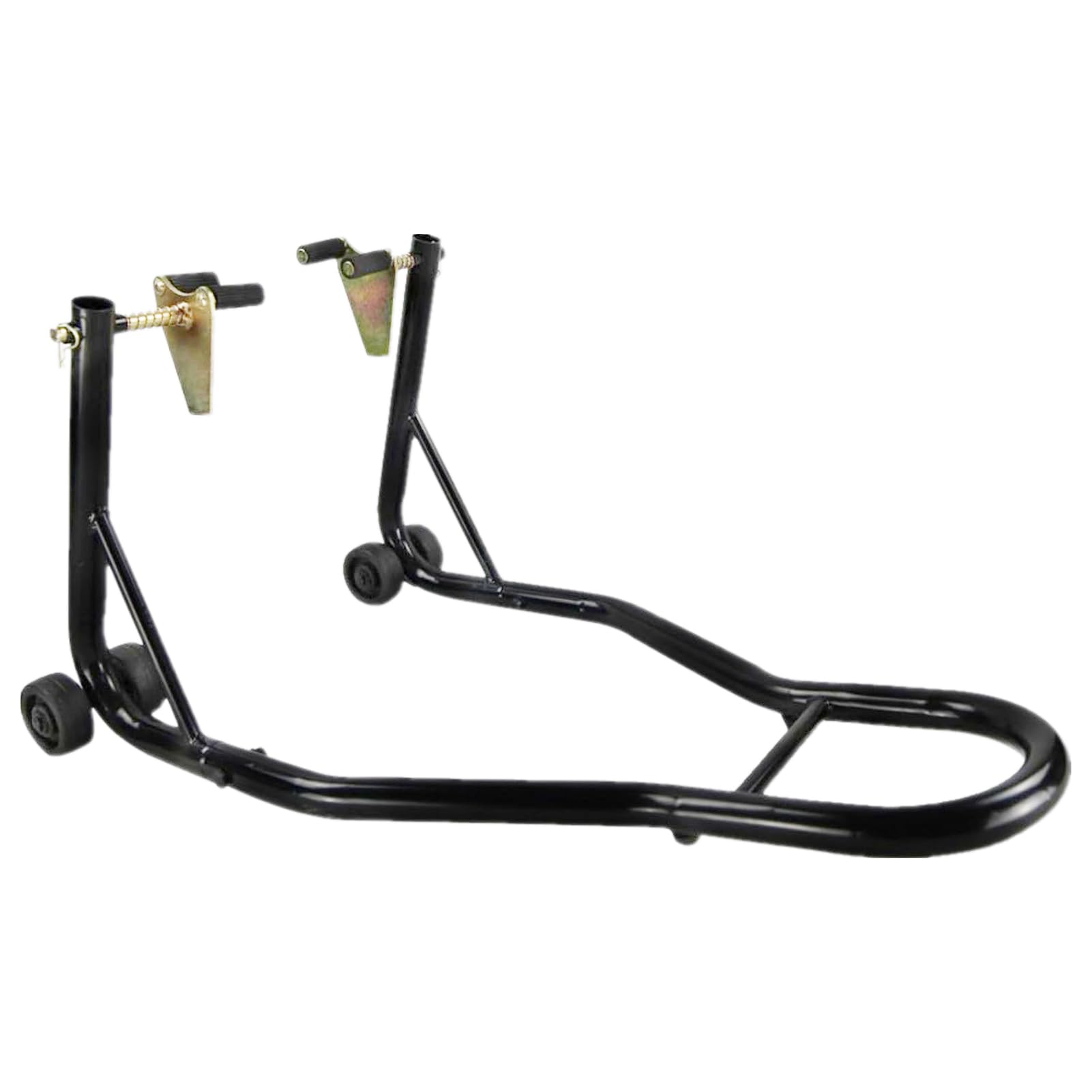 Heavy Duty Front Motorcycle Lift Stand with Wheel Swingarm Spool - Paddock Stand for Sport Bikes & Cruisers - Deep Black (Front) - Perfect for Garage Maintenance, Tire Changes & Bike Storage