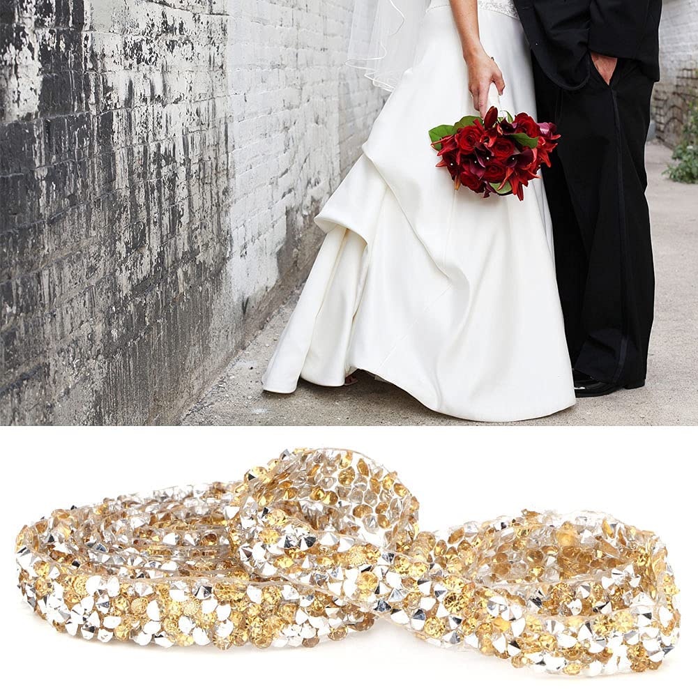 Ubersweet® 1cm Crystal Yellow Mesh Wrap Roll - DIY Rhinestone Resin Drill Mesh for Wedding, Birthday, Party Decorations - Perfect for Nail Art, Jewelry Making, and Craft Projects