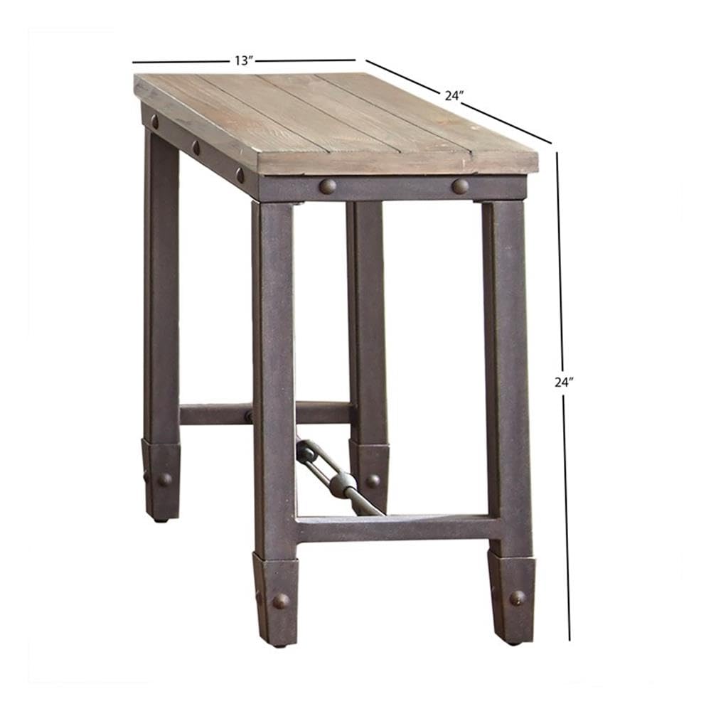 Industrial Metal End Table Set of 2 - Brown & Black Side Tables for Living Room, Bedroom & Office - Modern Home Decor Accent Furniture