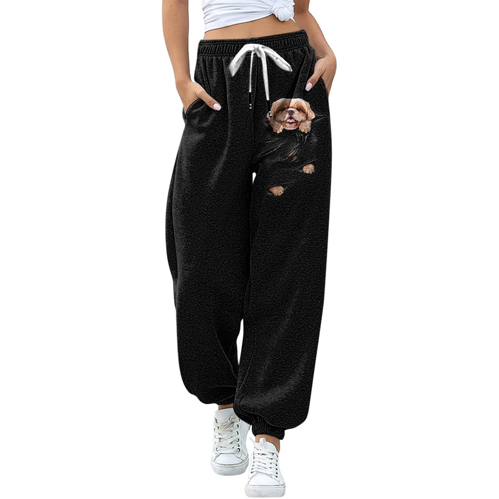 Women's High Waist Sweatpants - Athletic Jogger Yoga Pants with Pockets | Loose Fit Lounge Trousers for Workout, Running & Casual Wear | Comfortable Cinch Bottom Design for Home & Gym