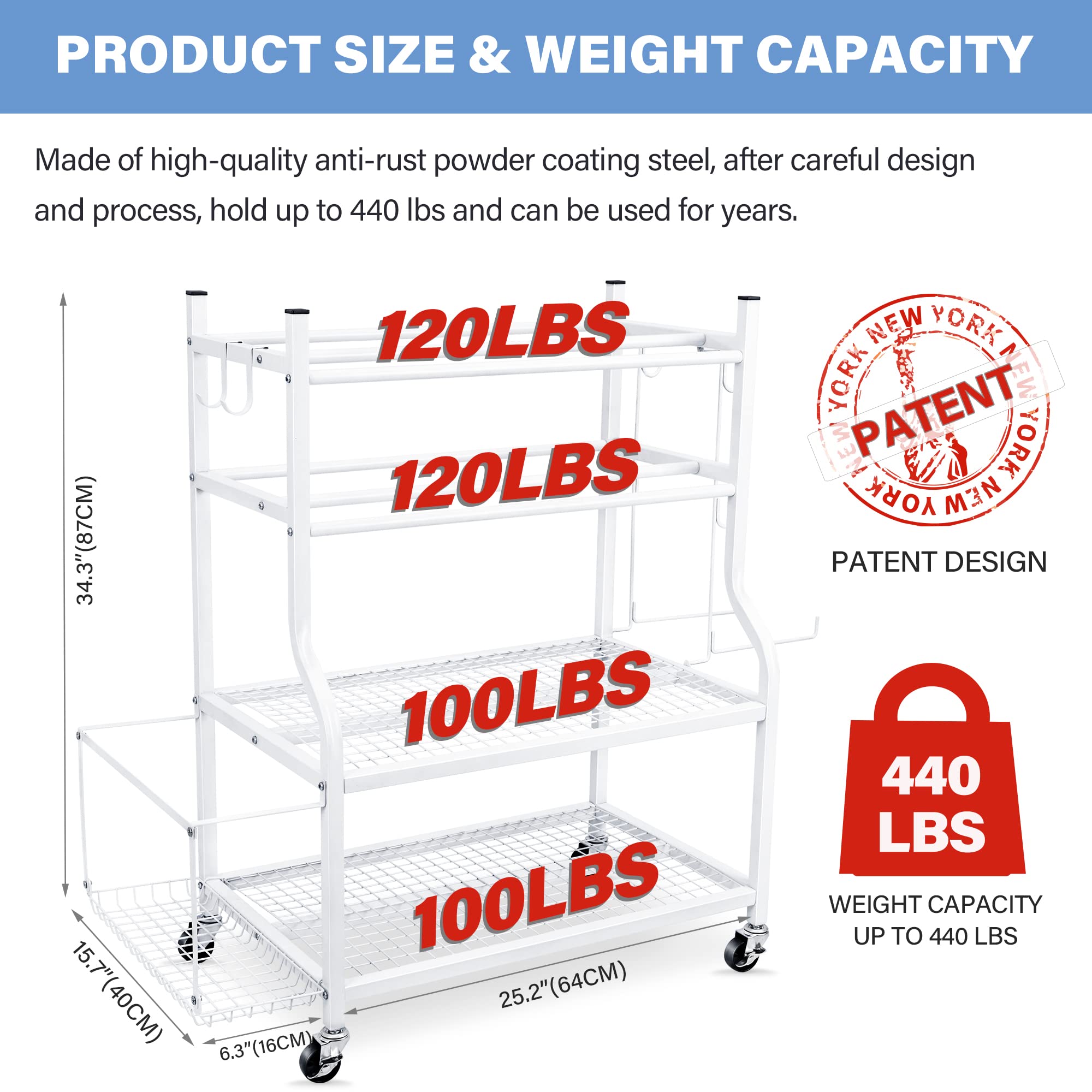Heavy Duty Dumbbell Rack & Yoga Mat Storage Organizer - All-in-One Home Gym Equipment Stand for Dumbbells, Kettlebells & Yoga Mats with Locking Caster Wheels - Perfect for Garage Gym, Home Workout & Fitness Studio Organization