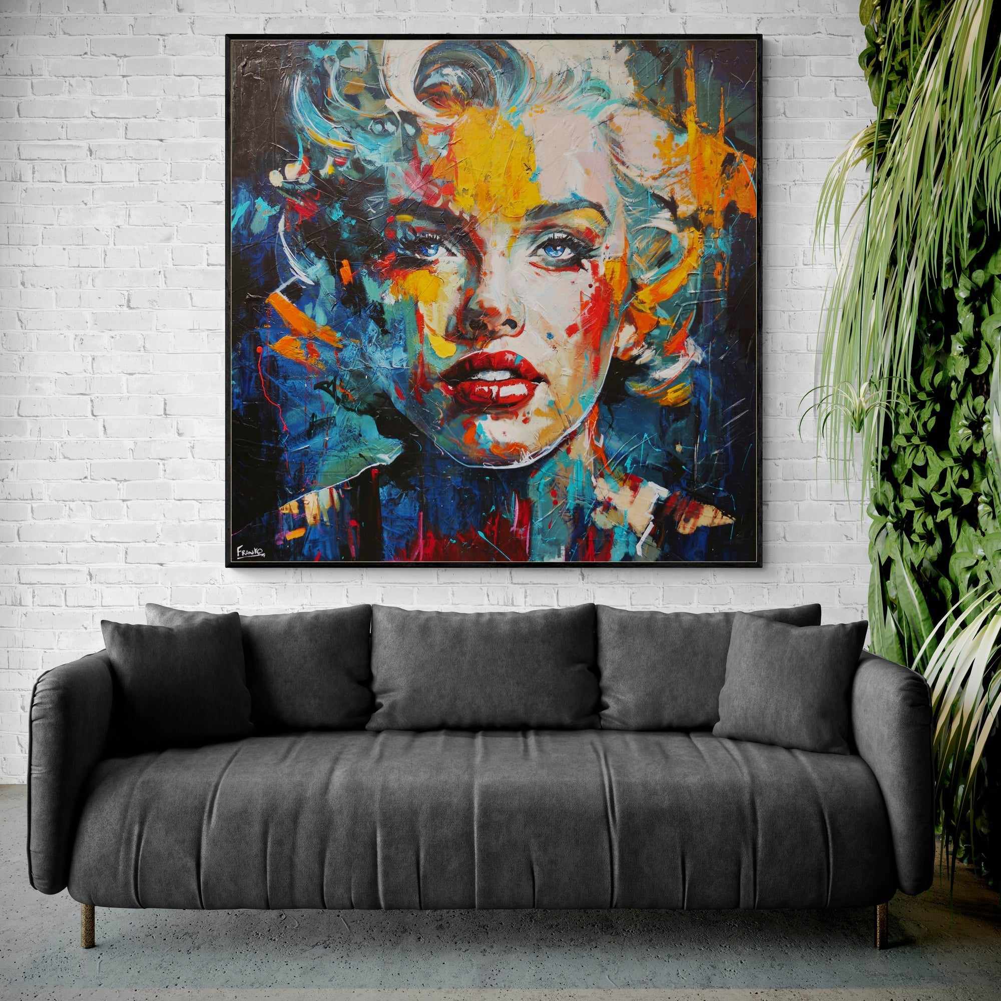 150cm x 150cm Marilyn Monroe Abstract Realism Textured Canvas Wall Art - Vintage Hollywood Decor for Living Room, Bedroom & Office
