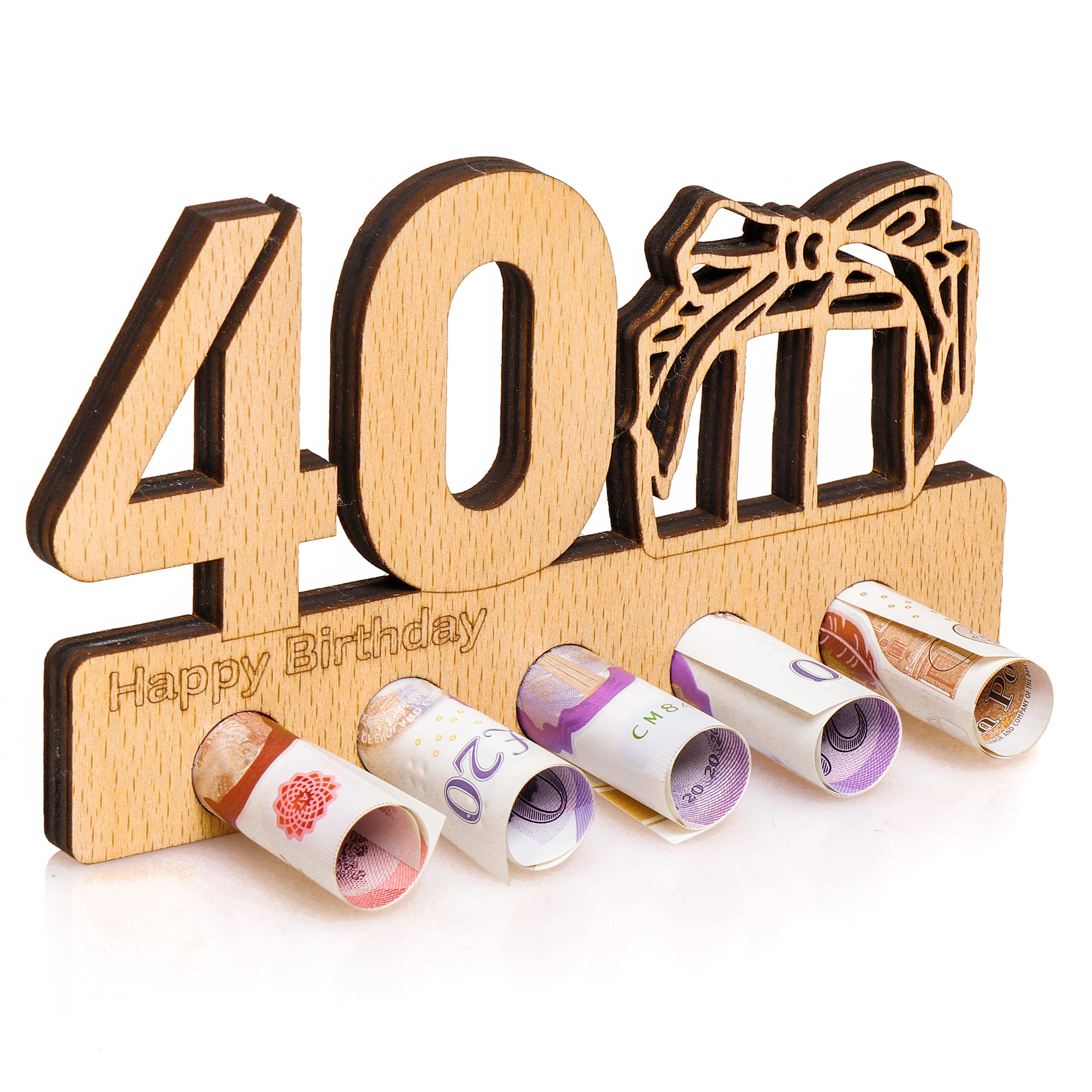 40th Birthday Gift Box - Wooden Money Holder for 40th Birthday (20x10cm) - Unique & Funny 40th Birthday Present for Women & Men - Creative 40th Bday Gift Idea - Perfect for Parties, Milestone Celebrations & Surprise Gifts
