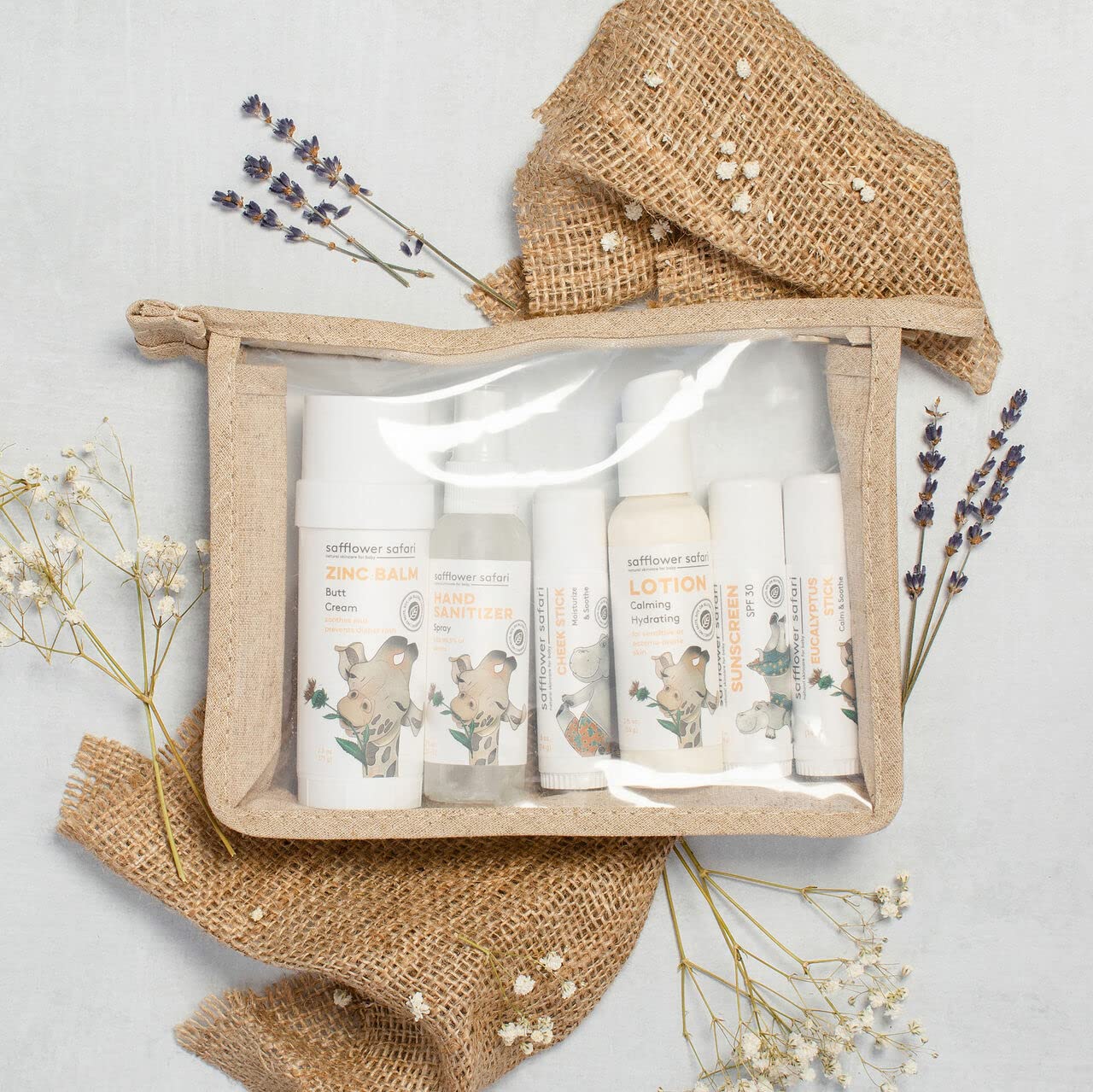 Premium Baby Essentials Set - Organic Diaper Bag & Travel Must-Haves | Hypoallergenic Newborn Care Kit | Perfect Baby Shower Gift for Parents & Grandparents | Handmade in USA by Safflower Safari | Ideal for Nursery, Daycare & Family Trips
