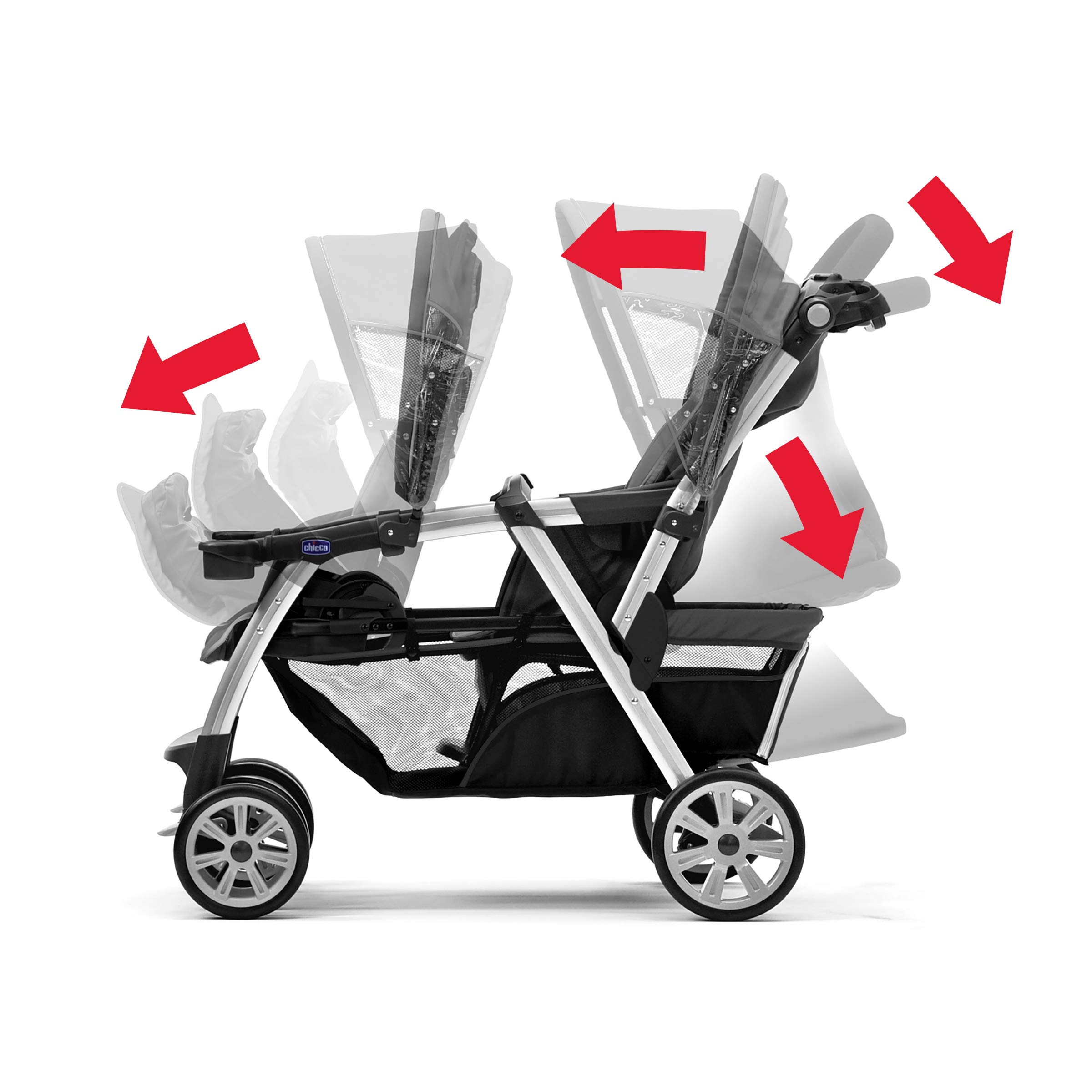 Chicco Cortina Together Double Stroller in Minerale - Lightweight Side-by-Side Baby Stroller for Twins - Perfect for Shopping, Travel & Outdoor Adventures