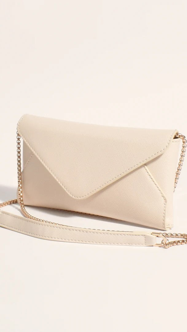 Carmen Envelope Crossbody Bag for Women - Elegant Cream Leather Shoulder Purse - Perfect for Work, Travel & Evening Outings