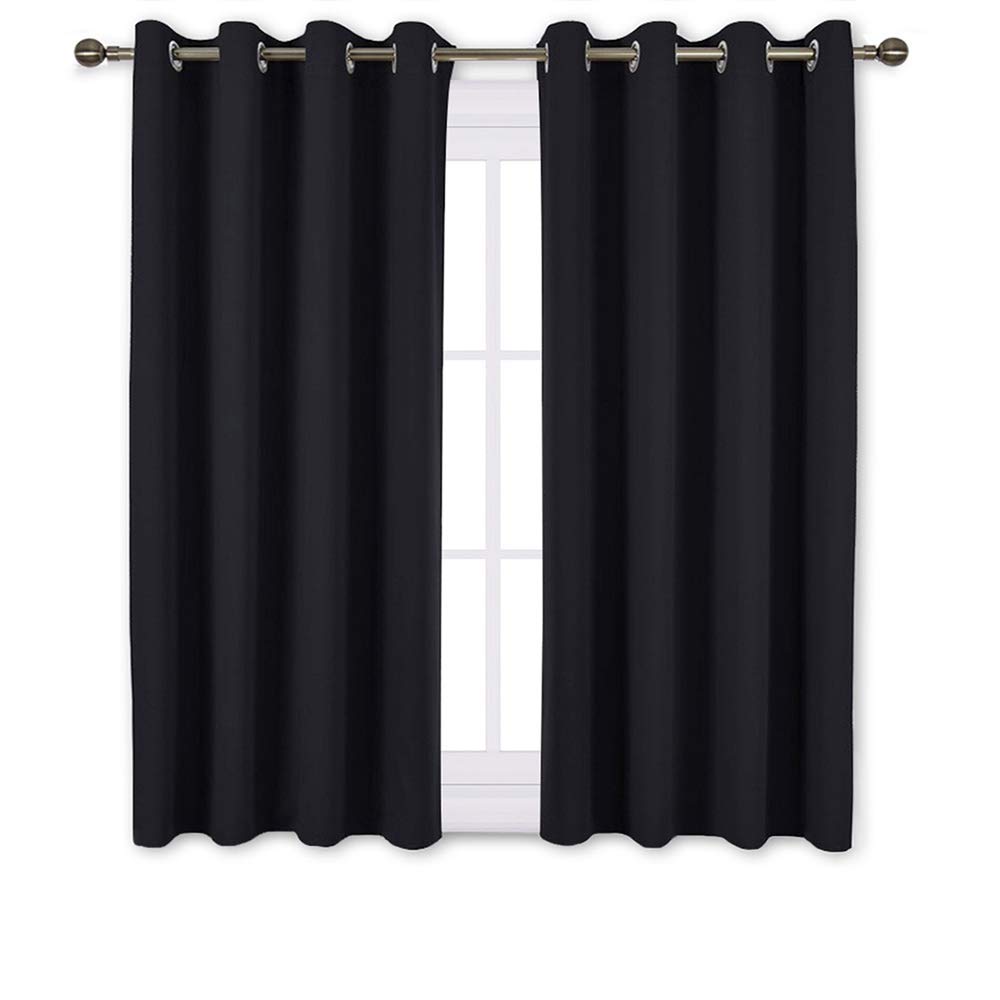 EcoDrapes Blackout Curtains for Bedroom & Living Room - Thermal Insulated Room Darkening Grommet Drapes (2 Panels, 52x95 Inches, Black) - Perfect for Home Theater, Nursery & Light Sleepers