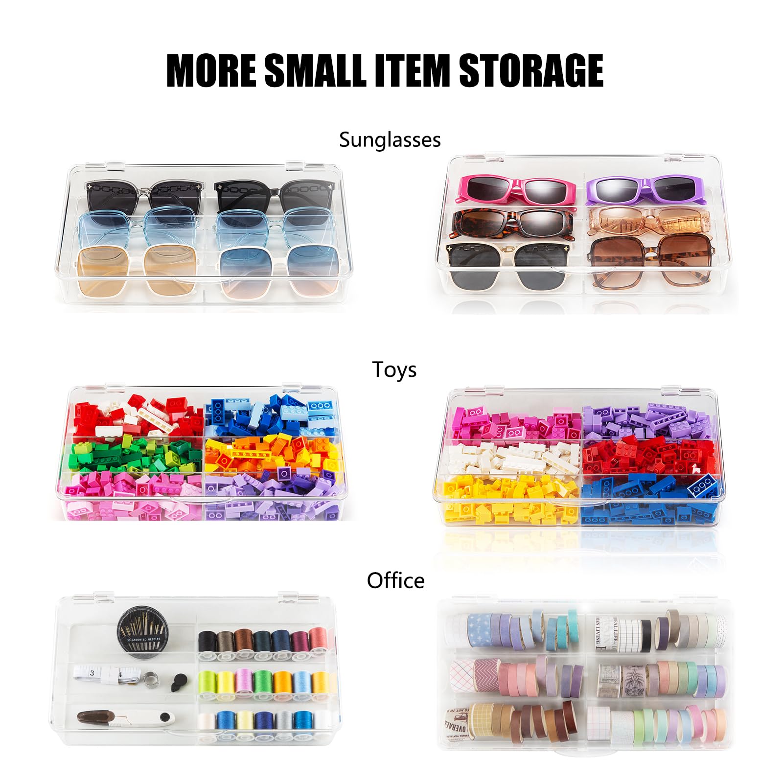 BOPai Acrylic Sunglasses Organizer with Lid - Stackable Eyeglass Storage Case for Men & Women - 2 Pack - Perfect for Travel, Home, Office, and Car Organization