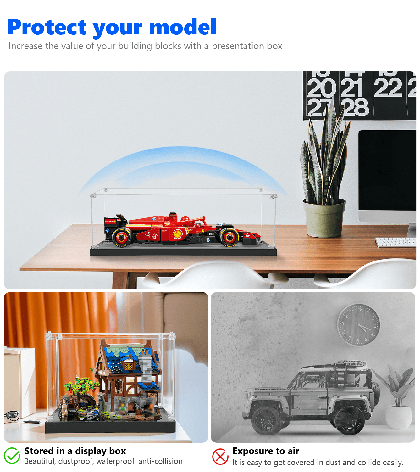 LEGO Ferrari SF 24 Display Case (1:32 Scale) - Perfect for Showcasing 77242 Model Car Collection | Home Office Decor & Gift for LEGO Enthusiasts