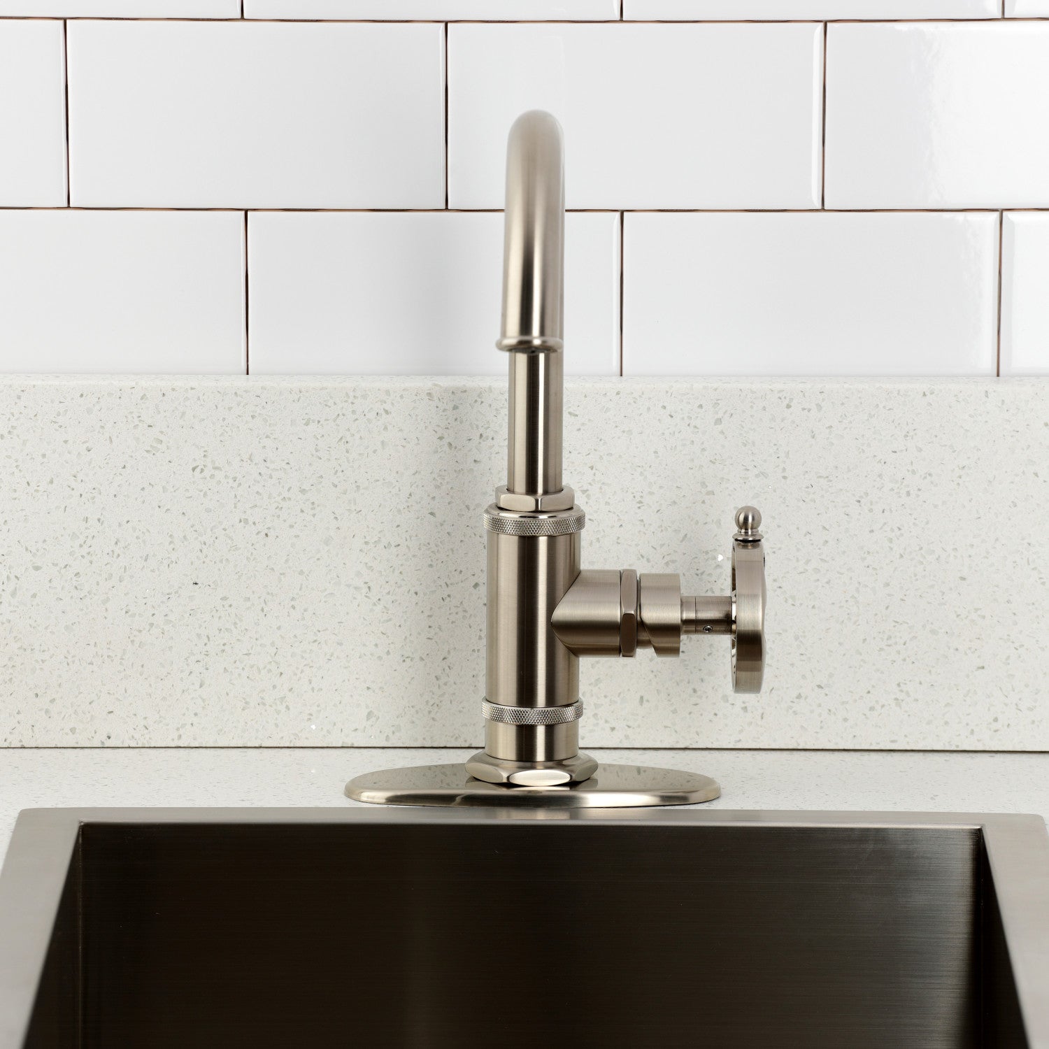 Belknap KSD8508RX Single Handle 1-Hole Deck Mount Bar Faucet in Brushed Nickel - Perfect for Kitchen Sinks, Wet Bars & Commercial Use